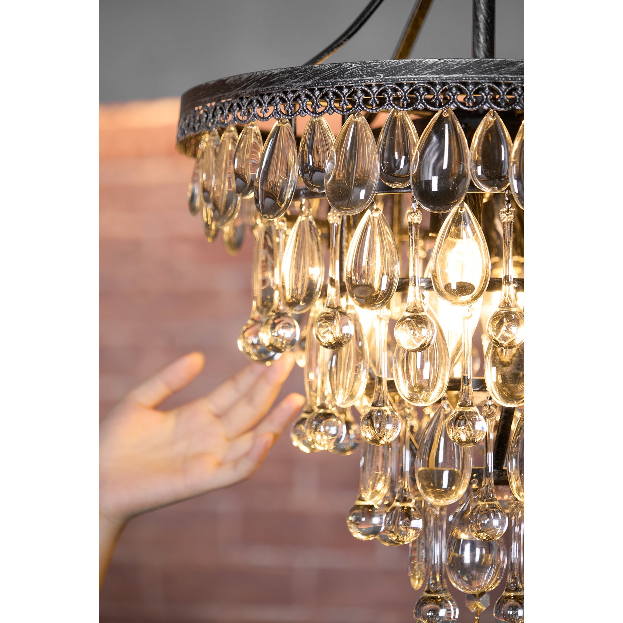 Blink Unique Inverted Pyramid Metal Crystal Chandelier - Lamp Copper