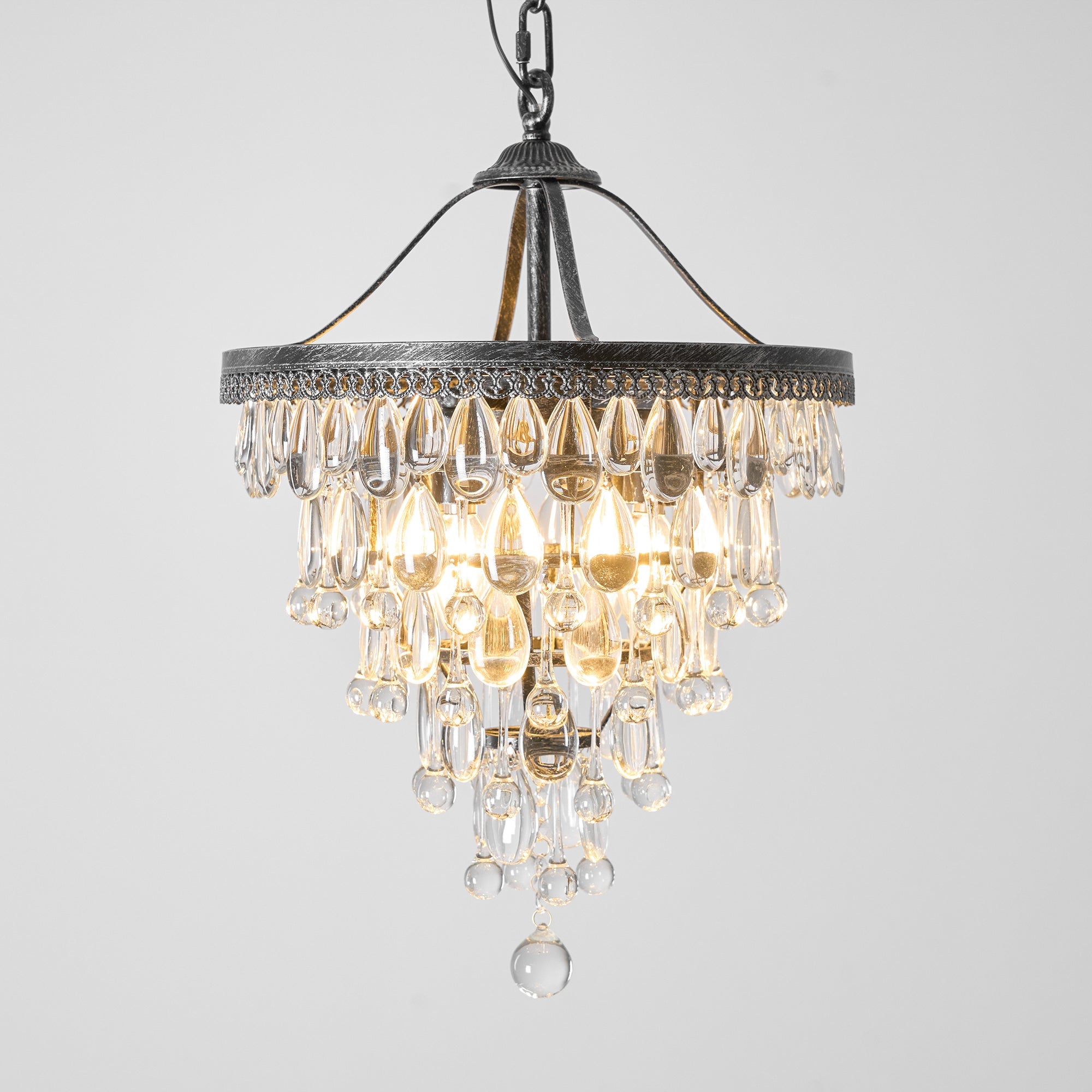 Blink Unique Inverted Pyramid Metal Crystal Chandelier - Lamp Copper