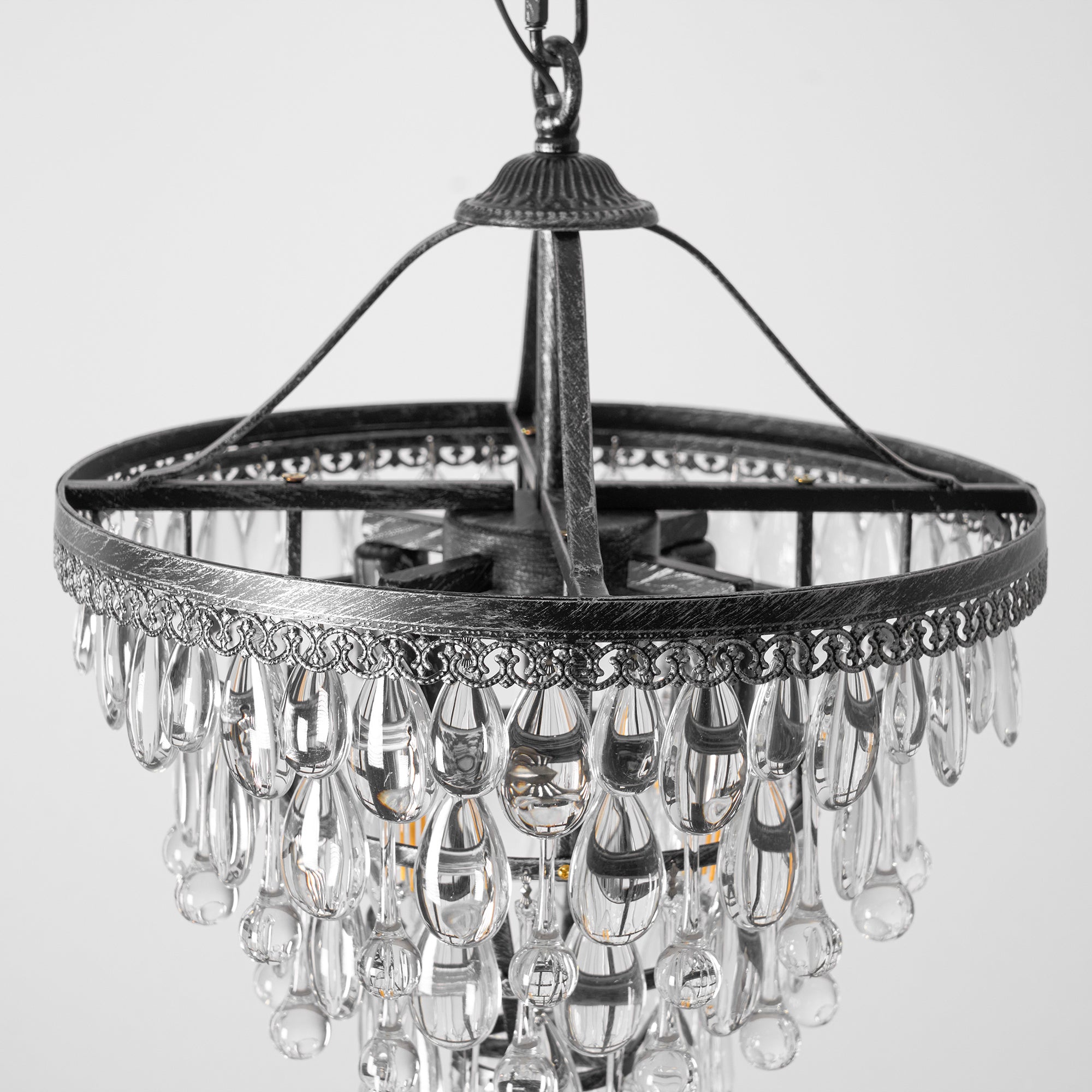 Blink Unique Inverted Pyramid Metal Crystal Chandelier - Lamp Copper