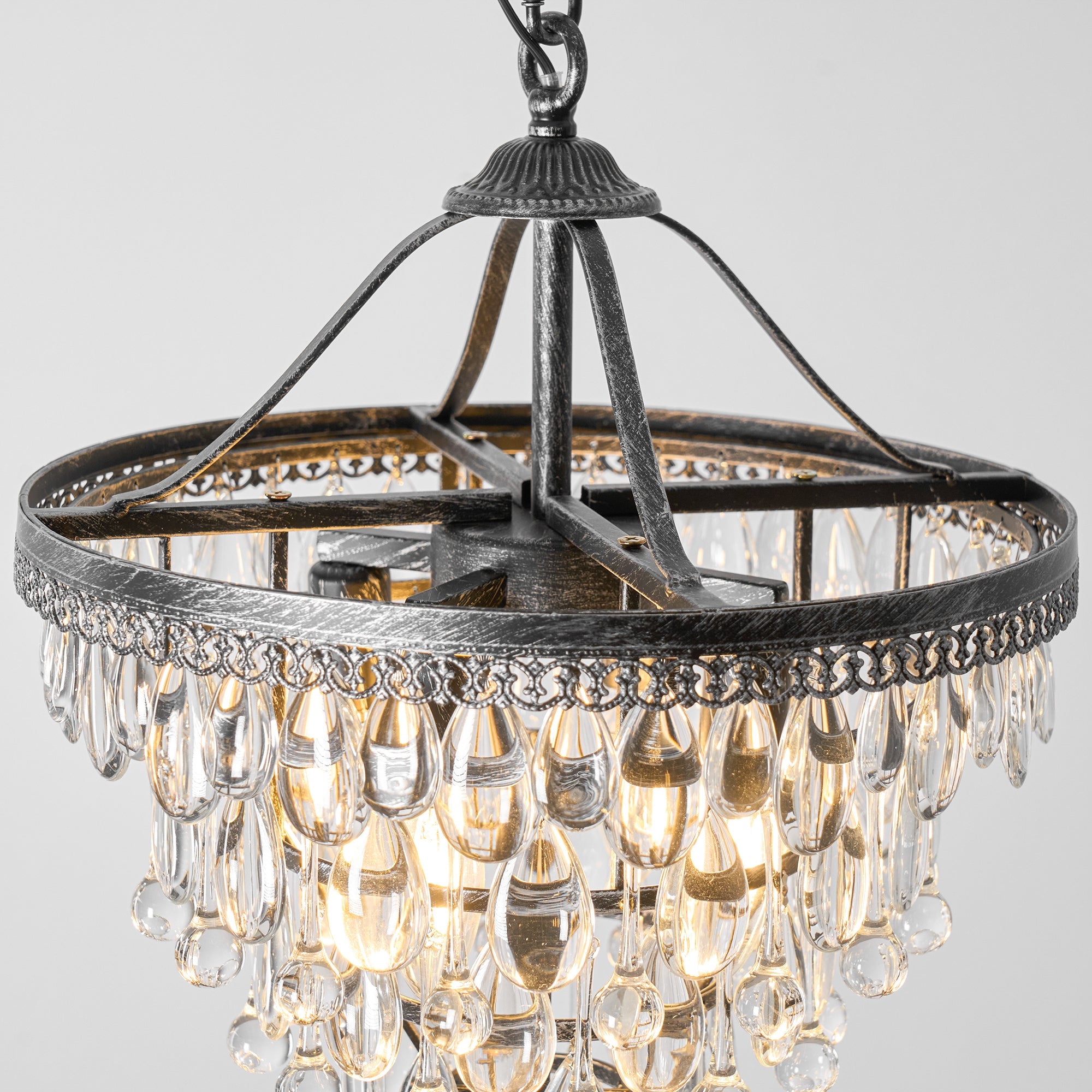 Blink Unique Inverted Pyramid Metal Crystal Chandelier - Lamp Copper