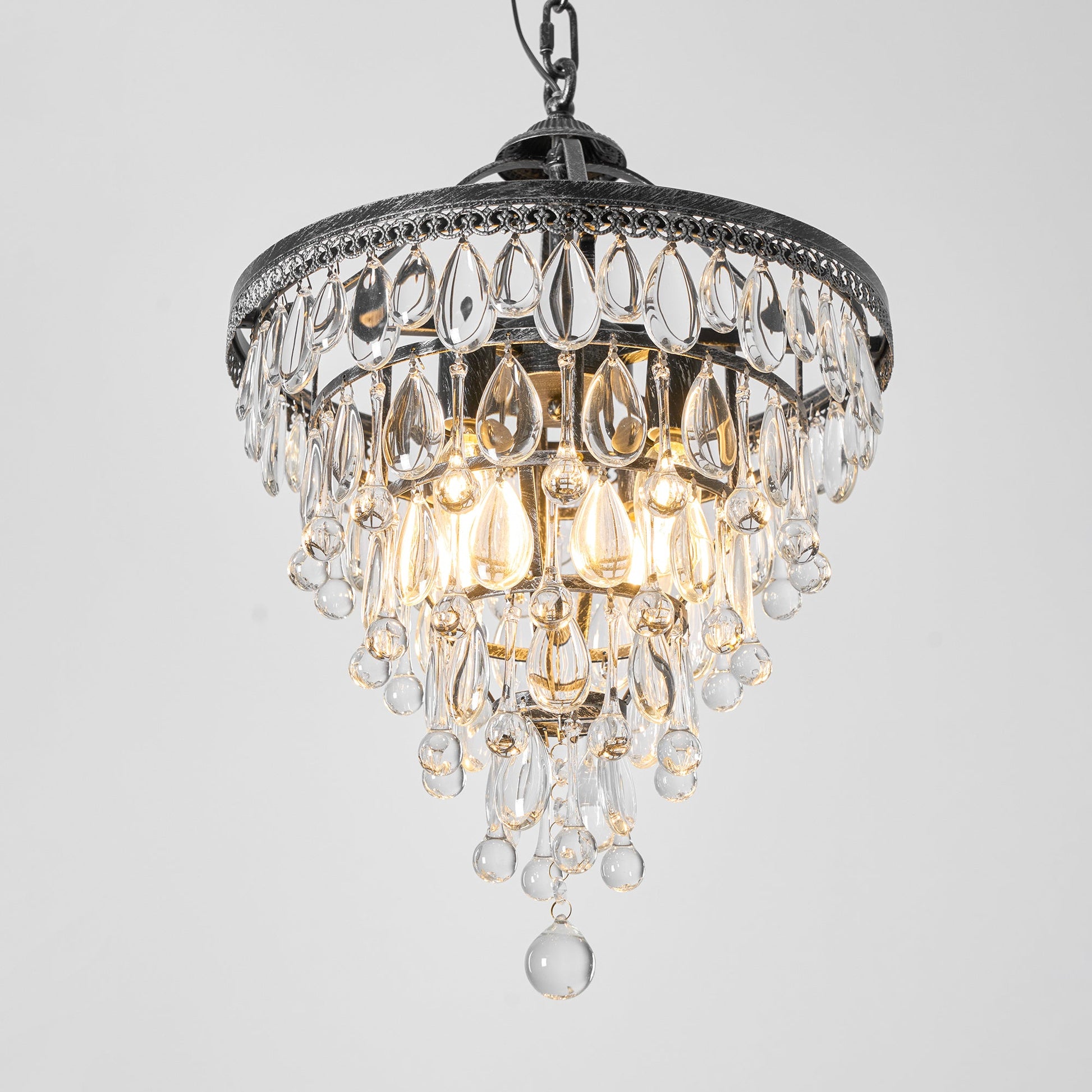 Blink Unique Inverted Pyramid Metal Crystal Chandelier - Lamp Copper