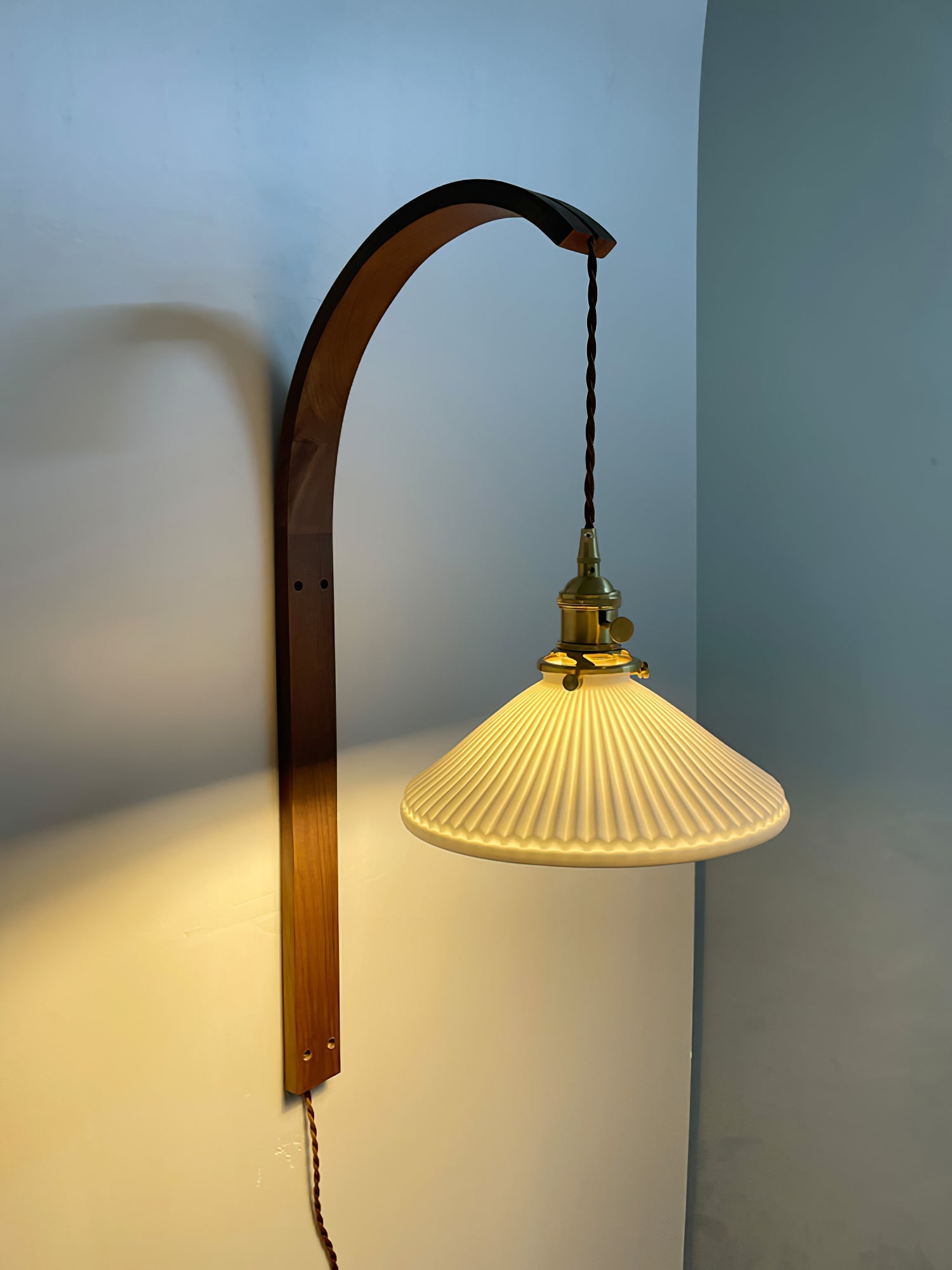 Dapple Modern Minimalist Walnut Ceramic Wall Light - Lamp Copper