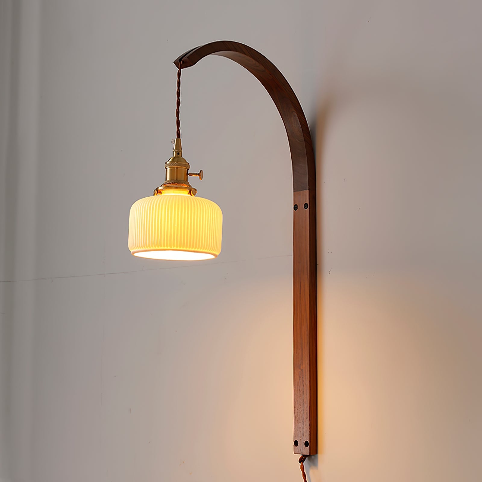 Dapple Modern Minimalist Walnut Ceramic Wall Light - Lamp Copper
