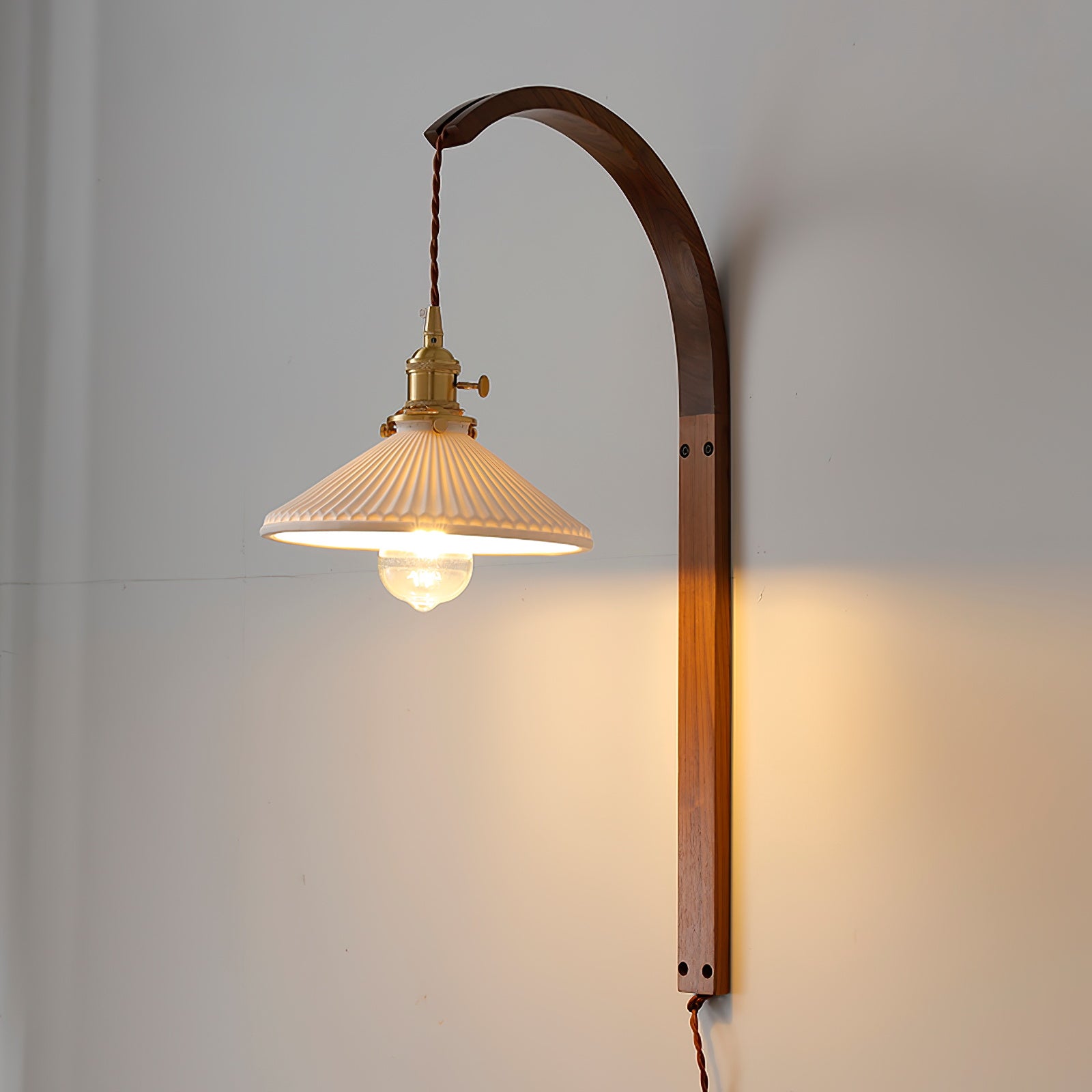 Dapple Modern Minimalist Walnut Ceramic Wall Light - Lamp Copper