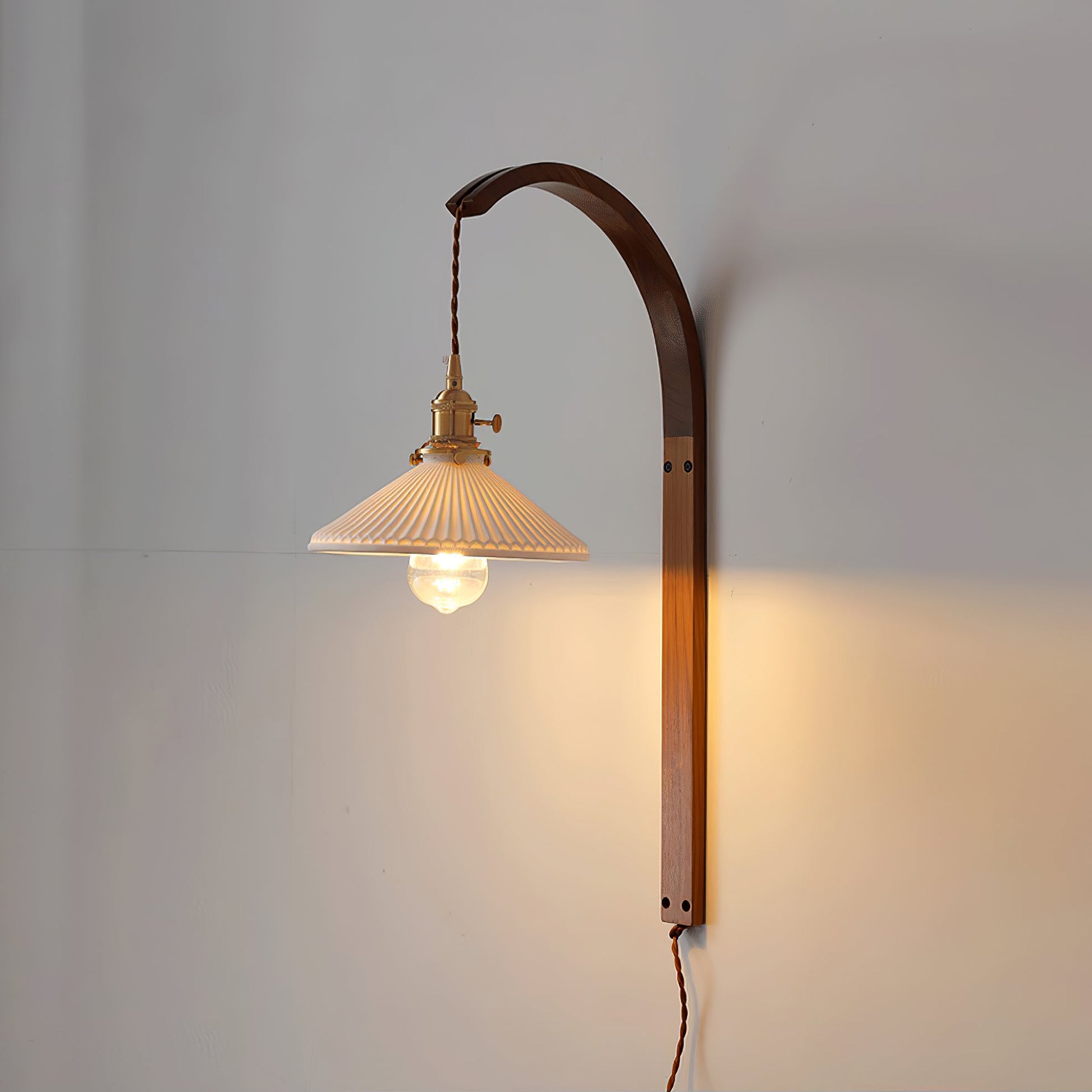 Dapple Modern Minimalist Walnut Ceramic Wall Light - Lamp Copper