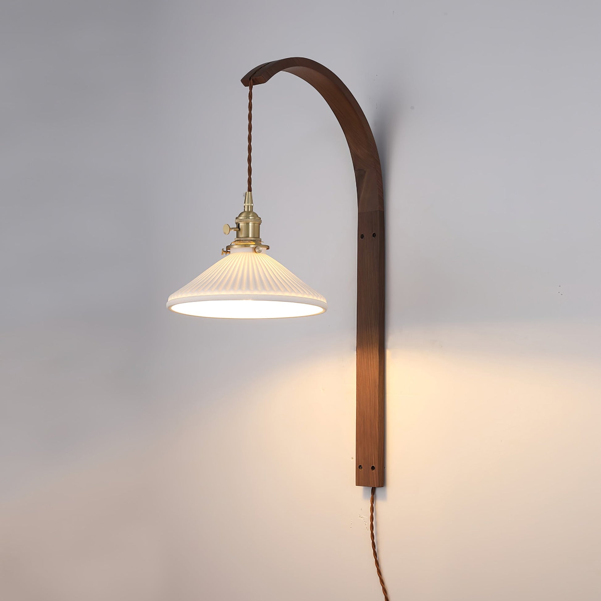 Dapple Modern Minimalist Walnut Ceramic Wall Light - Lamp Copper