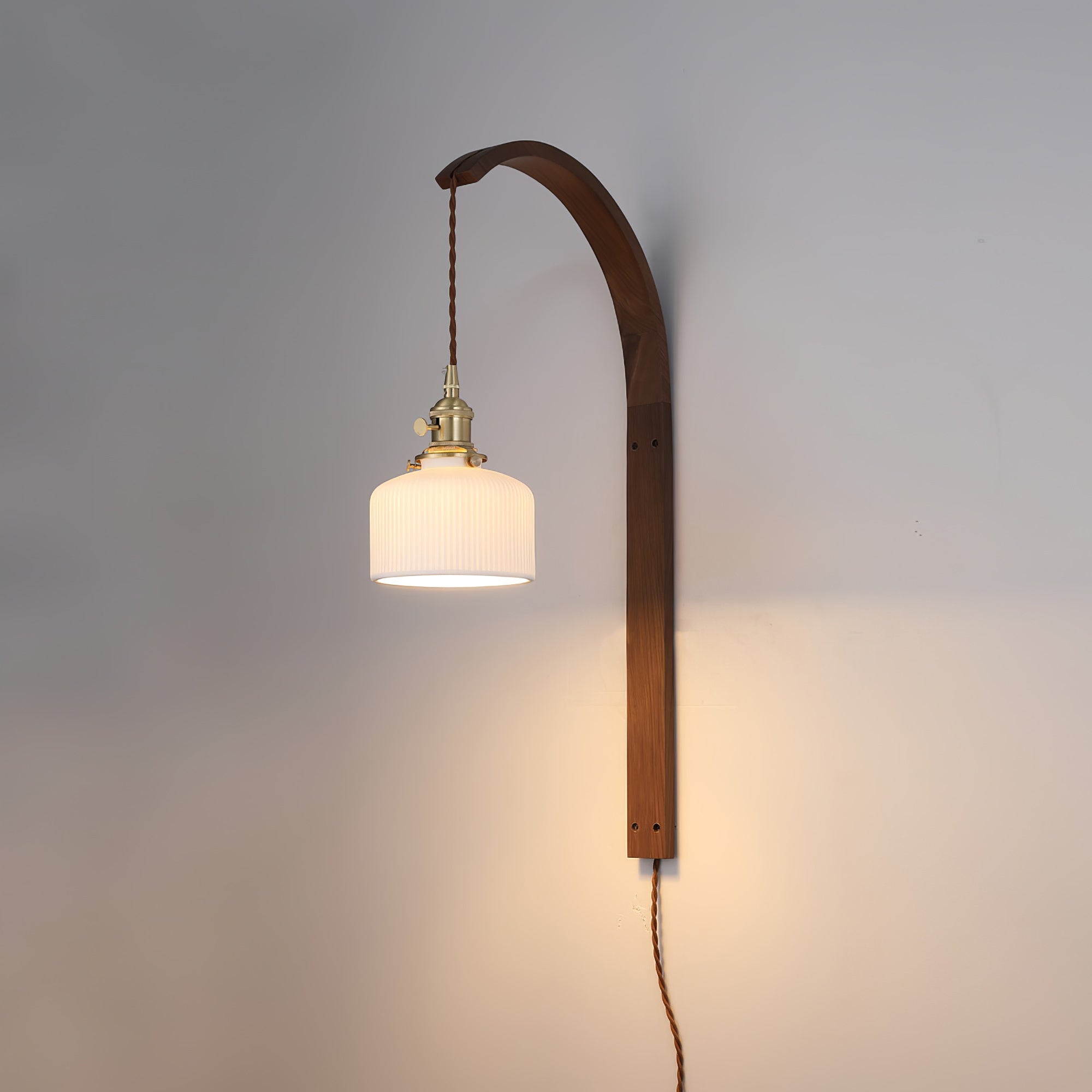Dapple Modern Minimalist Walnut Ceramic Wall Light - Lamp Copper