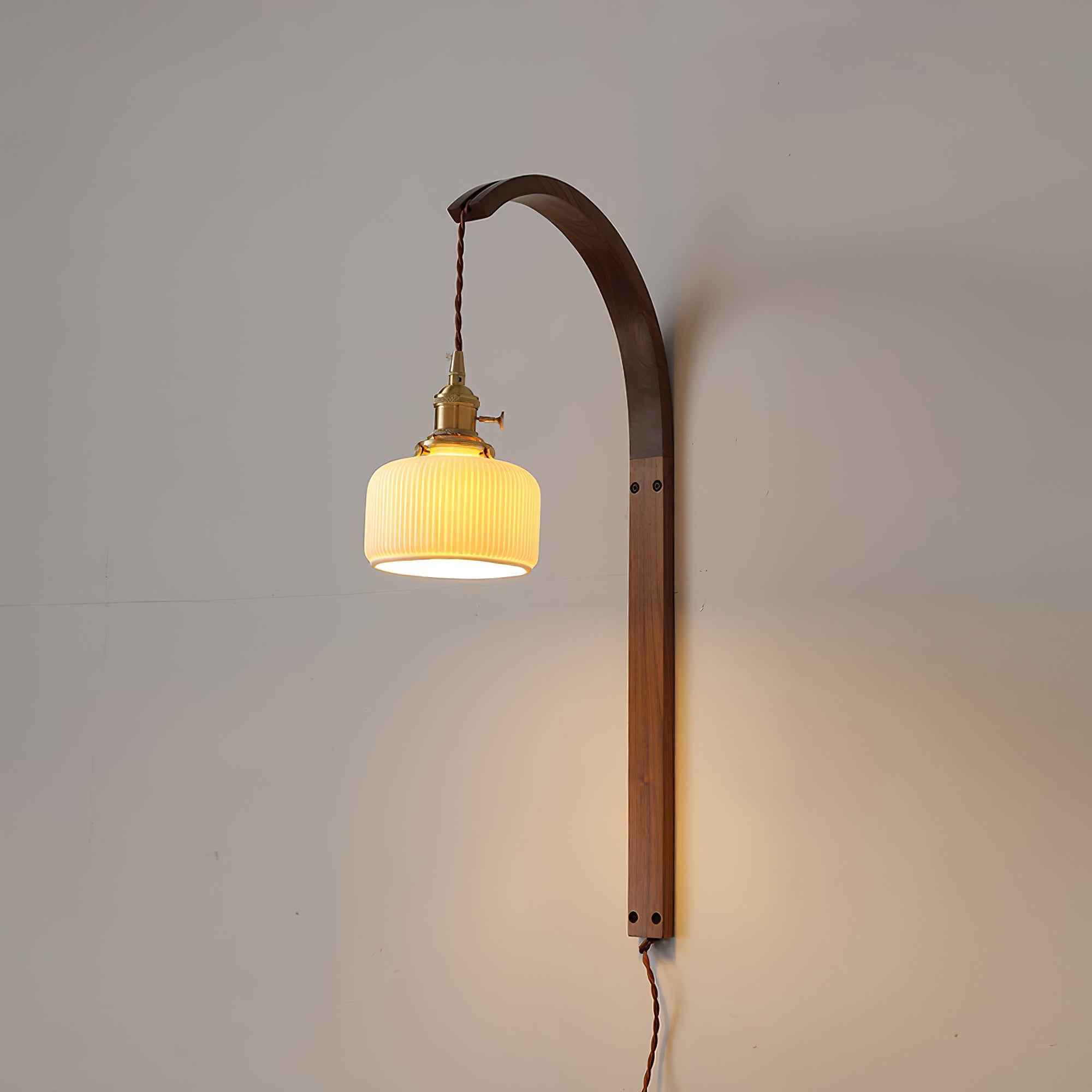 Dapple Modern Minimalist Walnut Ceramic Wall Light - Lamp Copper