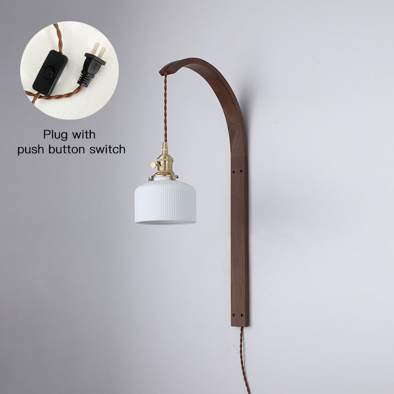 Dapple Modern Minimalist Walnut Ceramic Wall Light - Lamp Copper