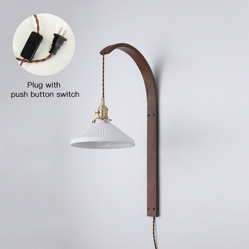 Dapple Modern Minimalist Walnut Ceramic Wall Light - Lamp Copper