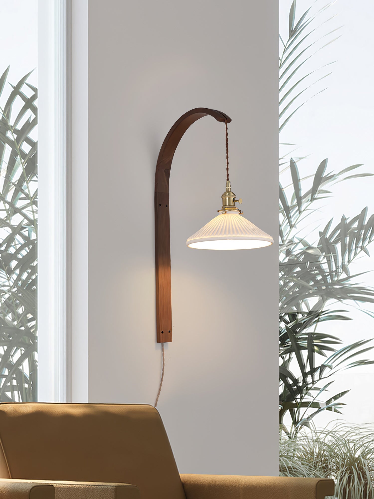 Dapple Modern Minimalist Walnut Ceramic Wall Light - Lamp Copper