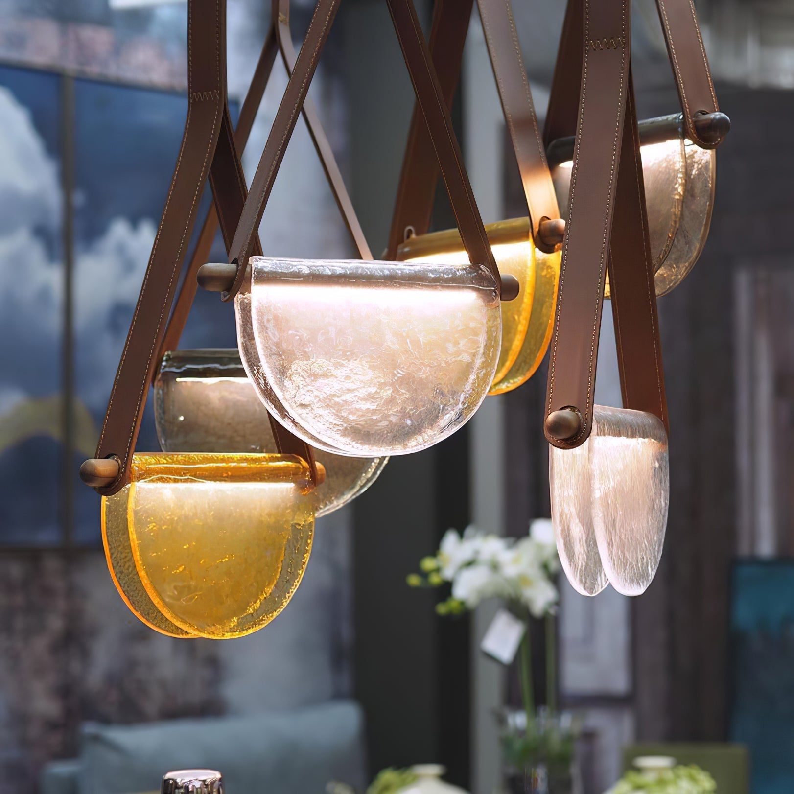 Knack Art Modern Minimalist Glass Metal Pendant Lamp - Lamp Copper