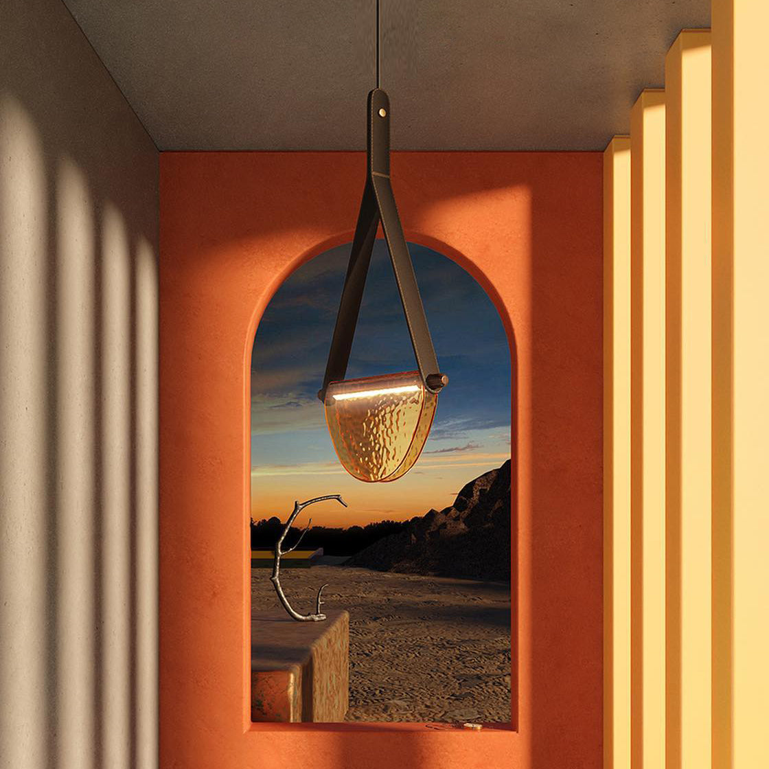 Knack Art Modern Minimalist Glass Metal Pendant Lamp - Lamp Copper