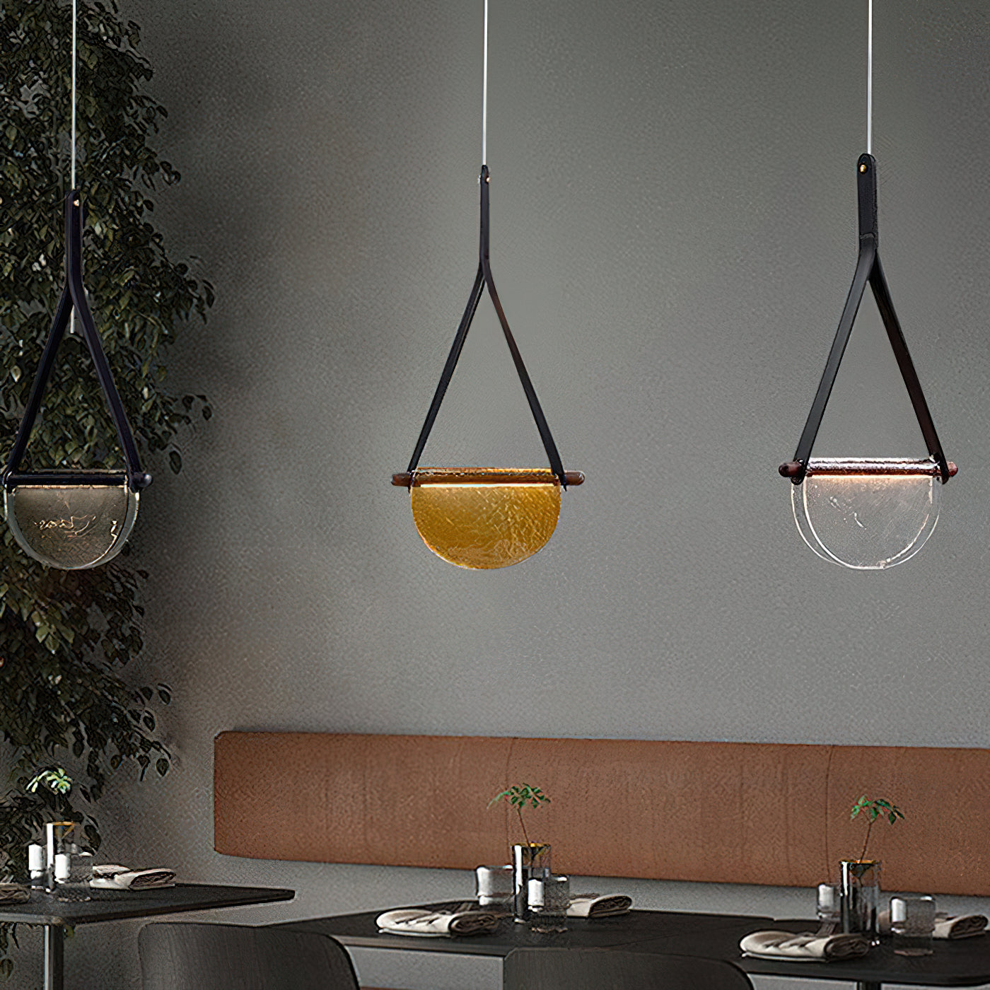 Knack Art Modern Minimalist Glass Metal Pendant Lamp - Lamp Copper
