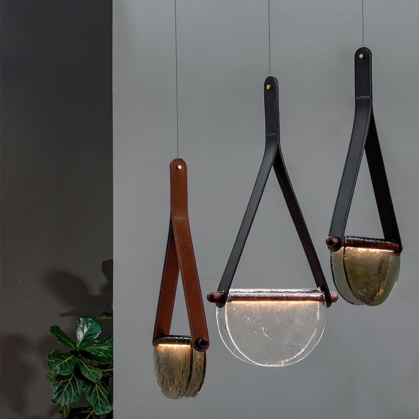 Knack Art Modern Minimalist Glass Metal Pendant Lamp - Lamp Copper