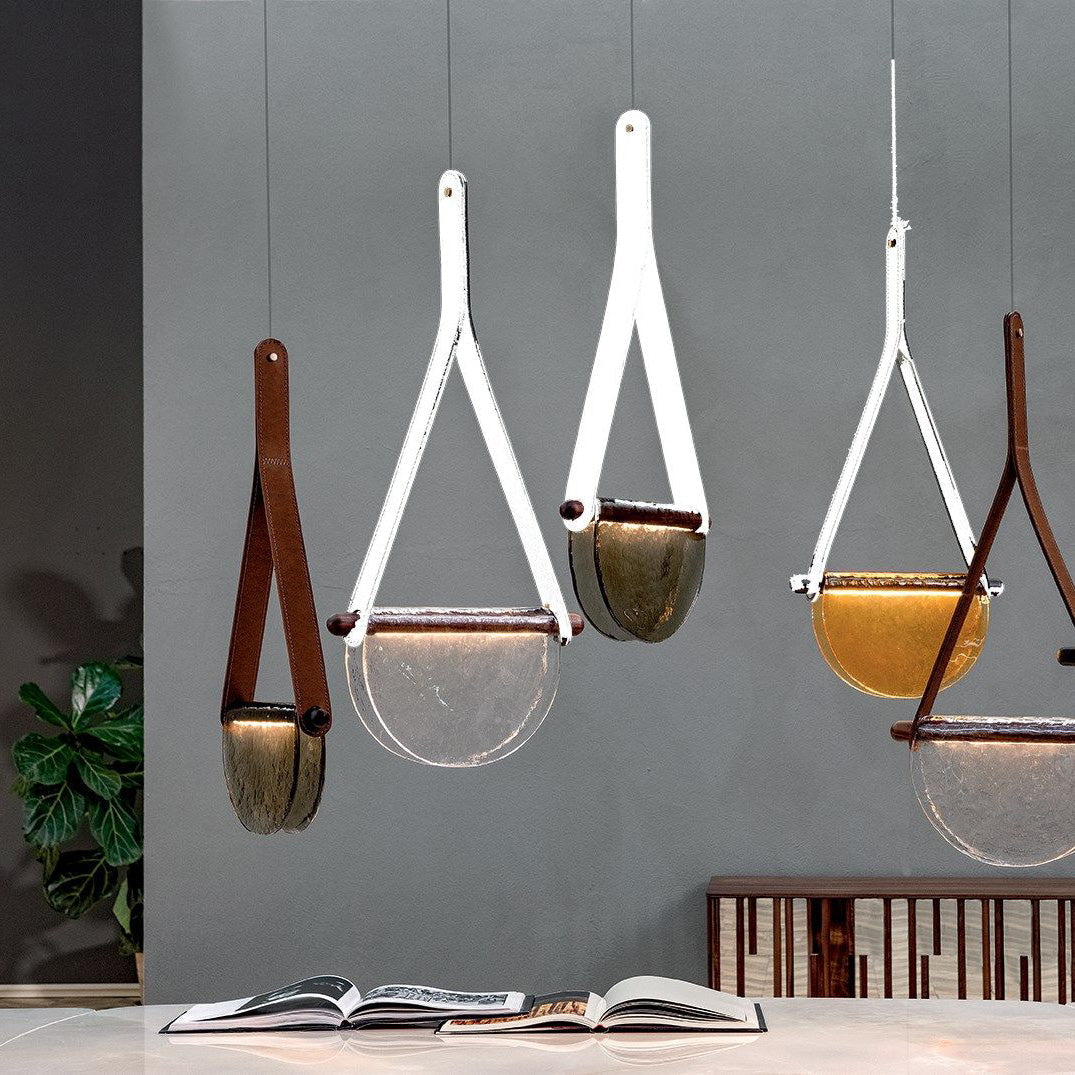 Knack Art Modern Minimalist Glass Metal Pendant Lamp - Lamp Copper