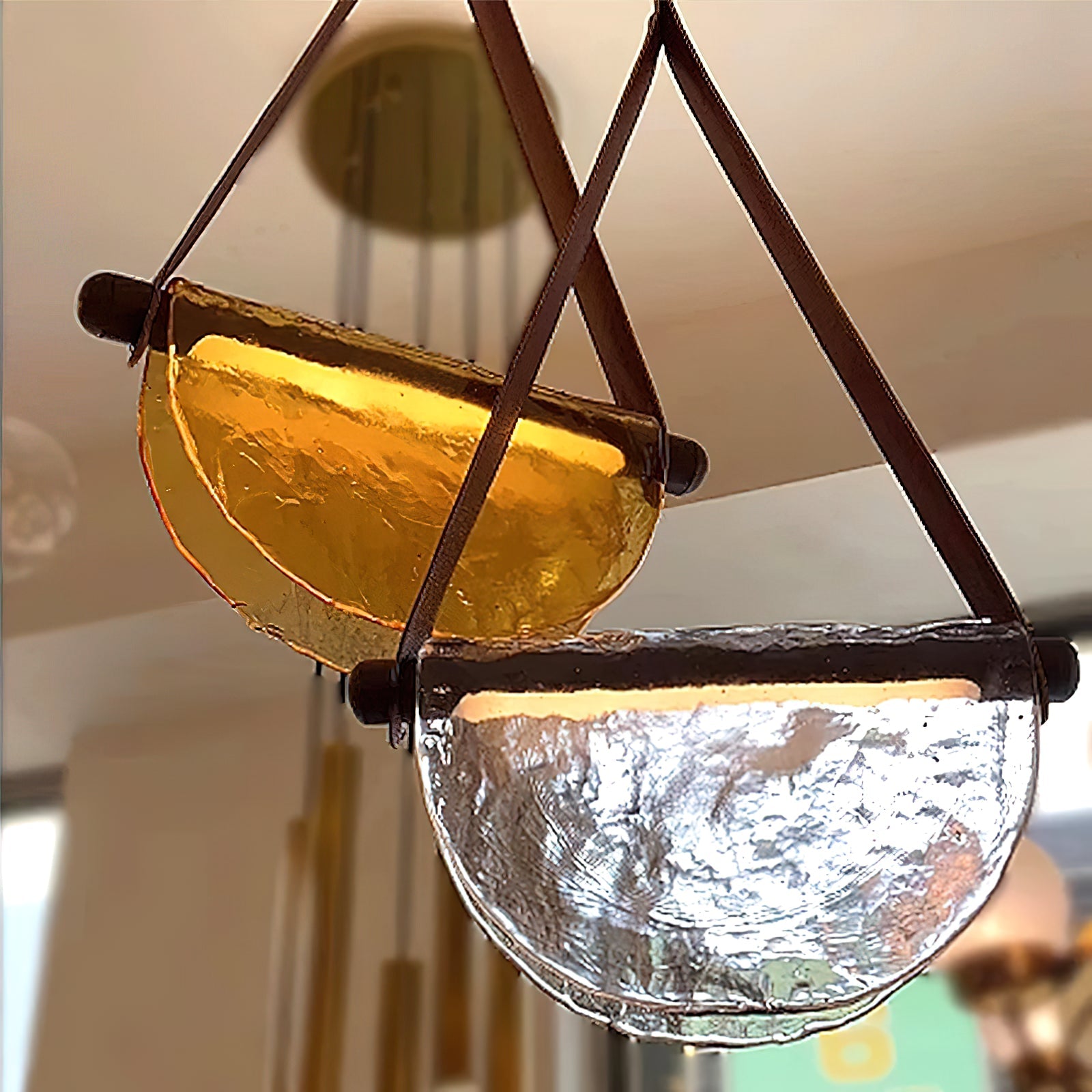 Knack Art Modern Minimalist Glass Metal Pendant Lamp - Lamp Copper