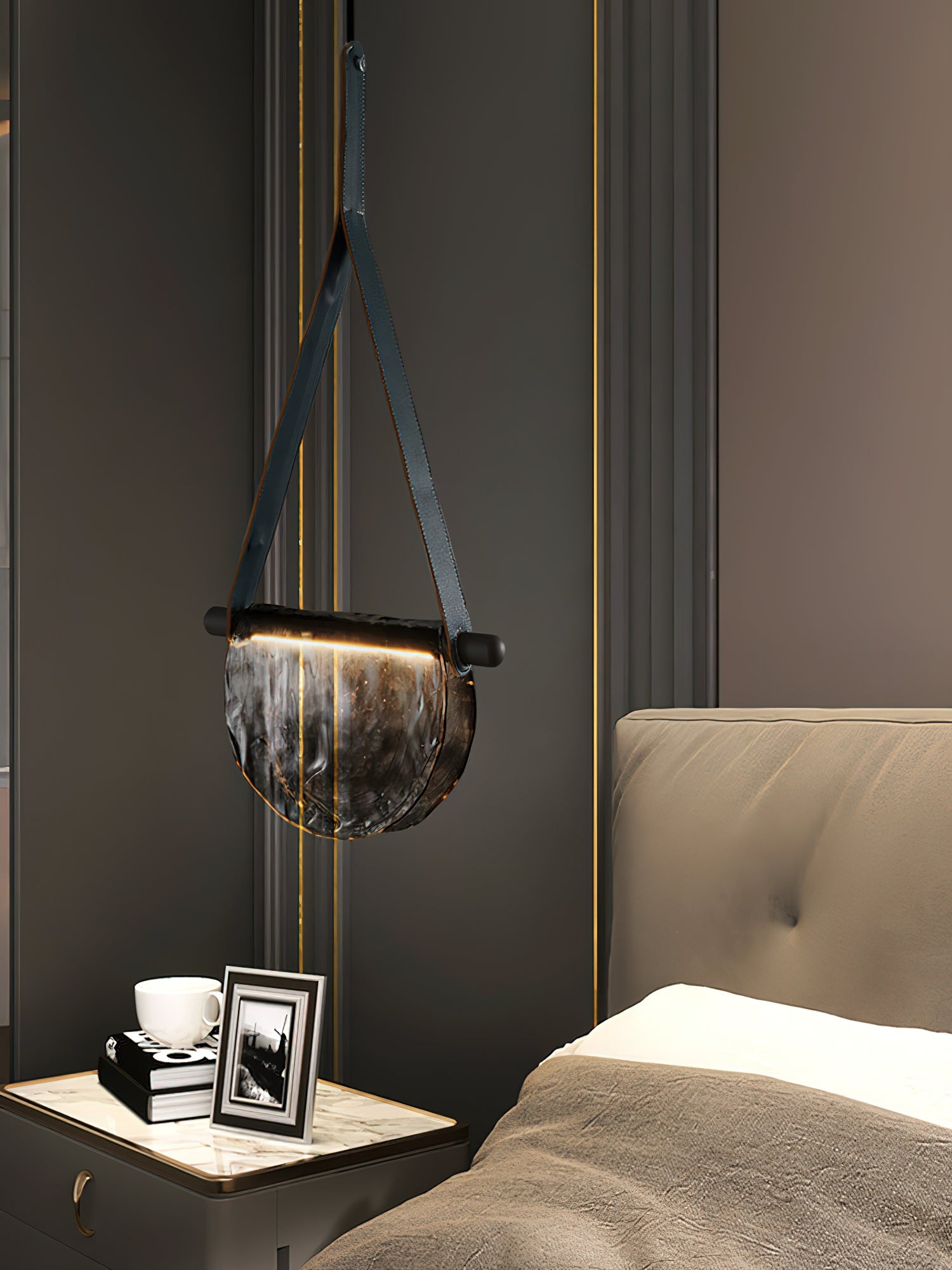 Knack Art Modern Minimalist Glass Metal Pendant Lamp - Lamp Copper