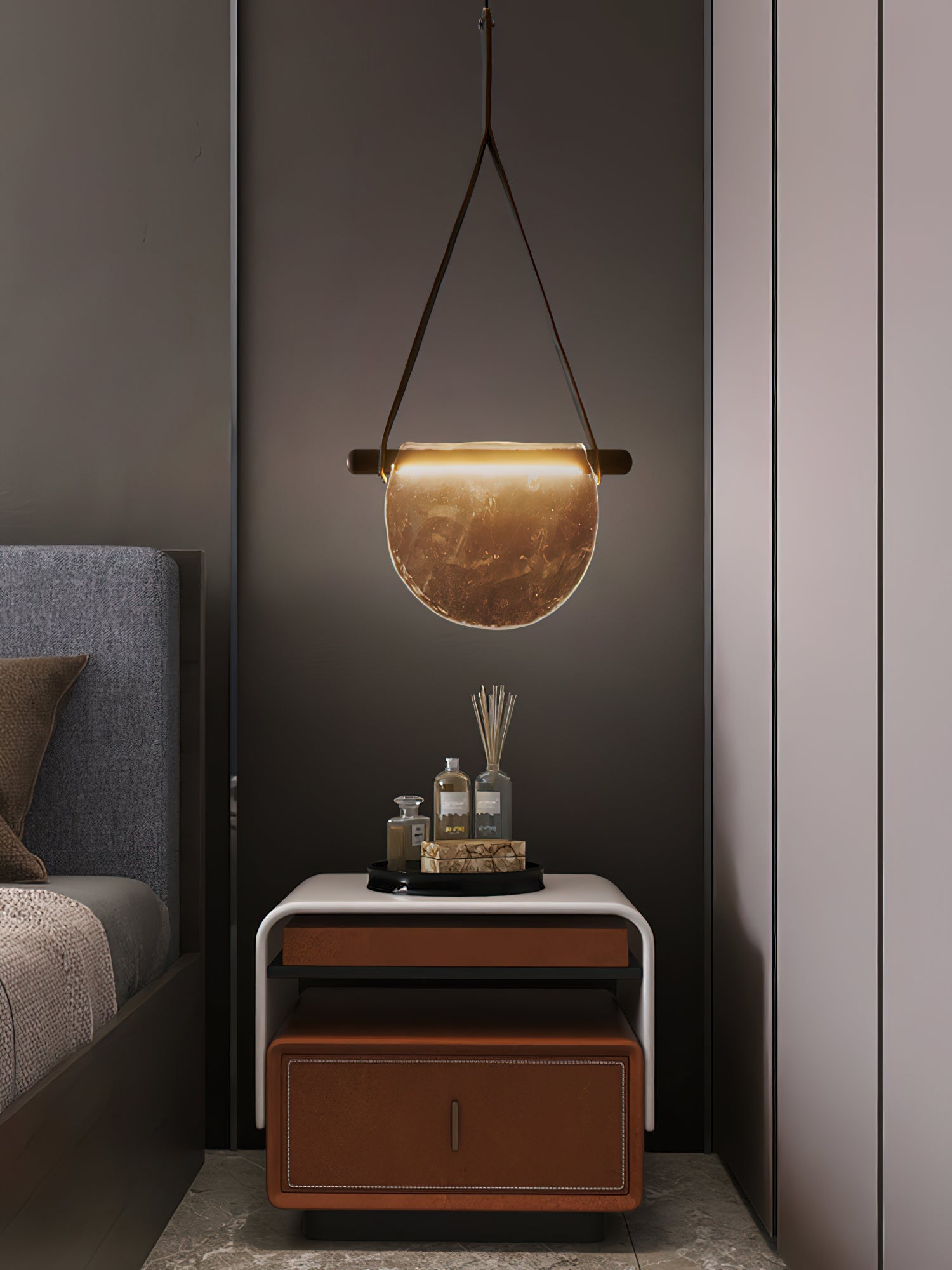 Knack Art Modern Minimalist Glass Metal Pendant Lamp - Lamp Copper