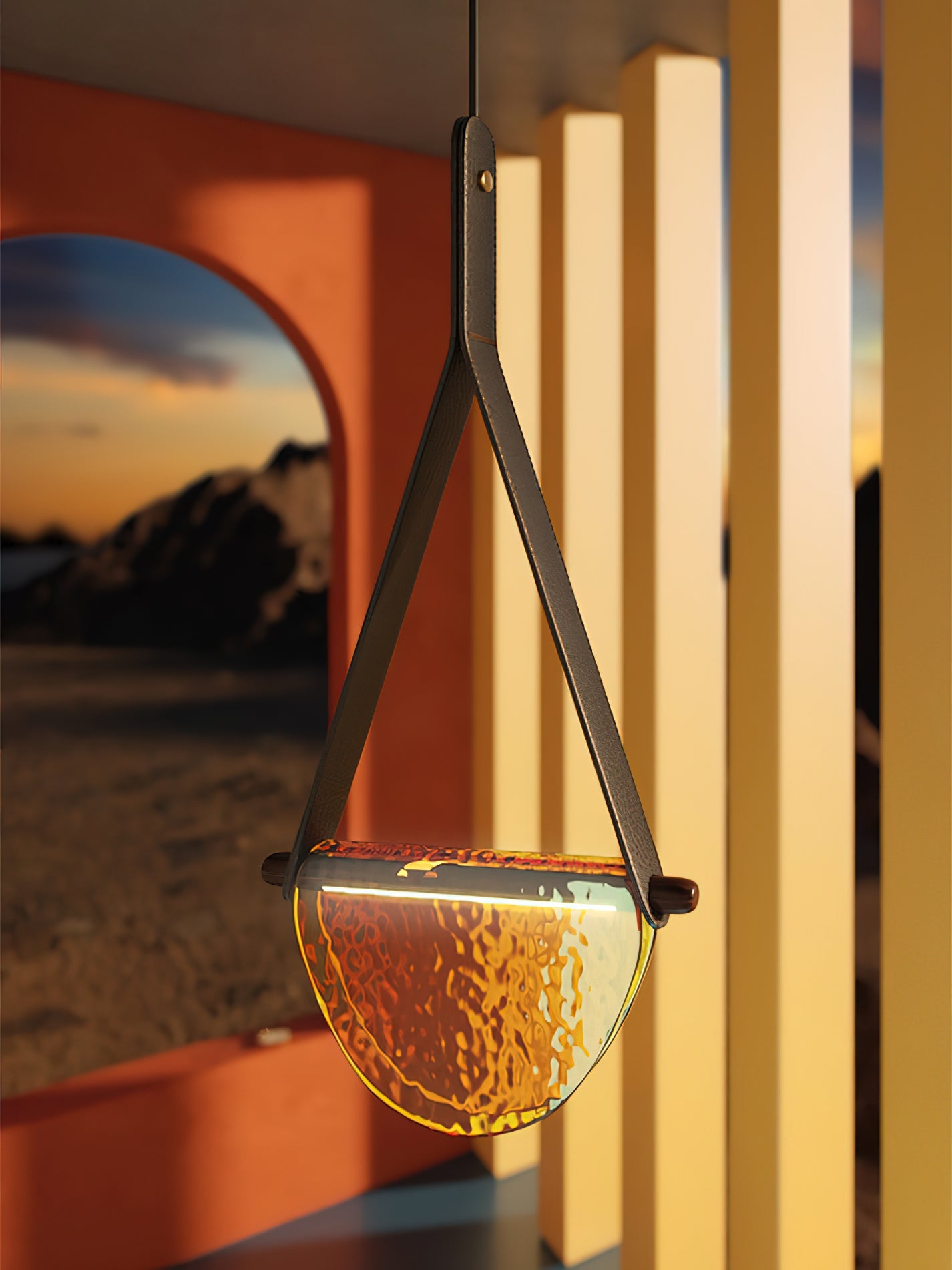 Knack Art Modern Minimalist Glass Metal Pendant Lamp - Lamp Copper
