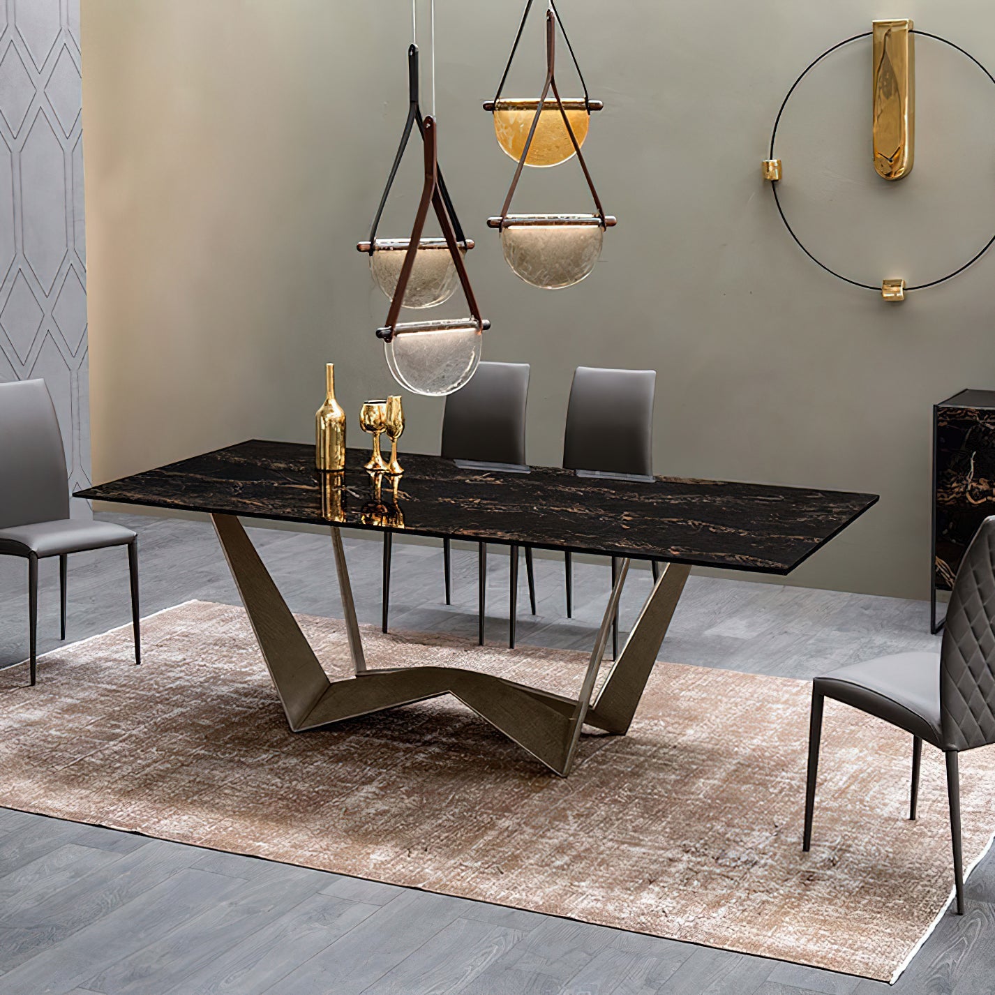 Knack Art Modern Minimalist Glass Metal Pendant Lamp - Lamp Copper