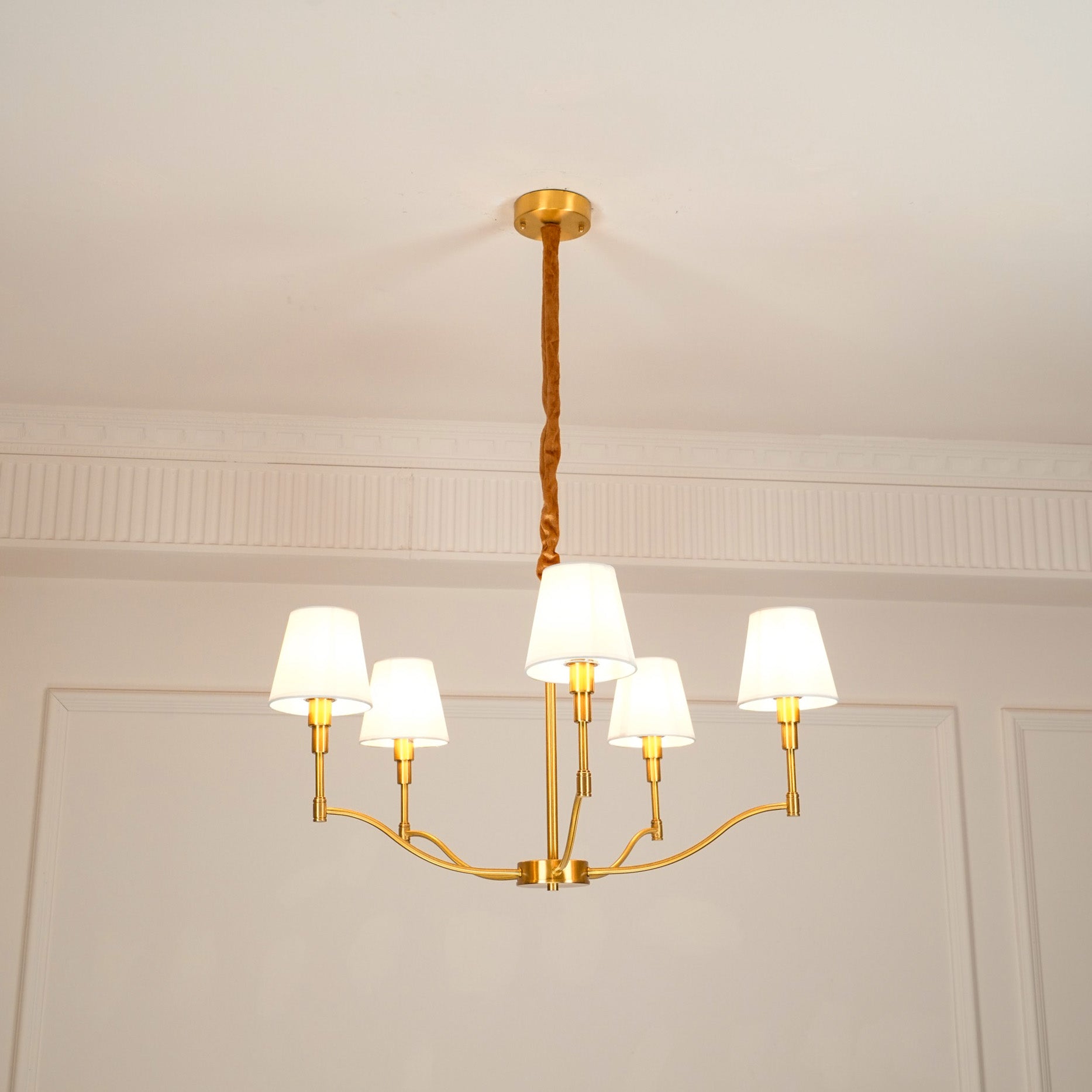 Unfold Vintage Traditional Brass Fabric Metal Chandelier - Lamp Copper