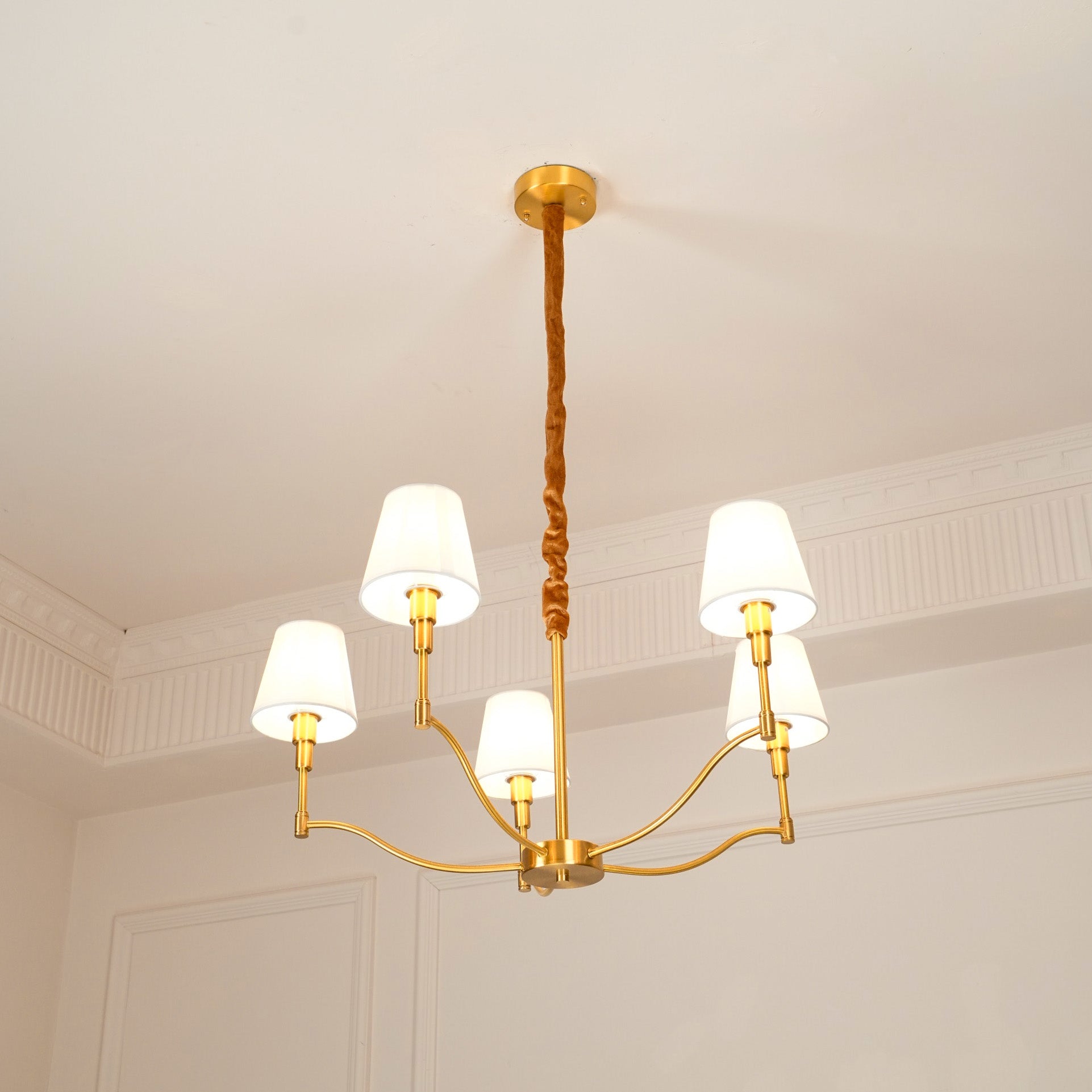 Unfold Vintage Traditional Brass Fabric Metal Chandelier - Lamp Copper