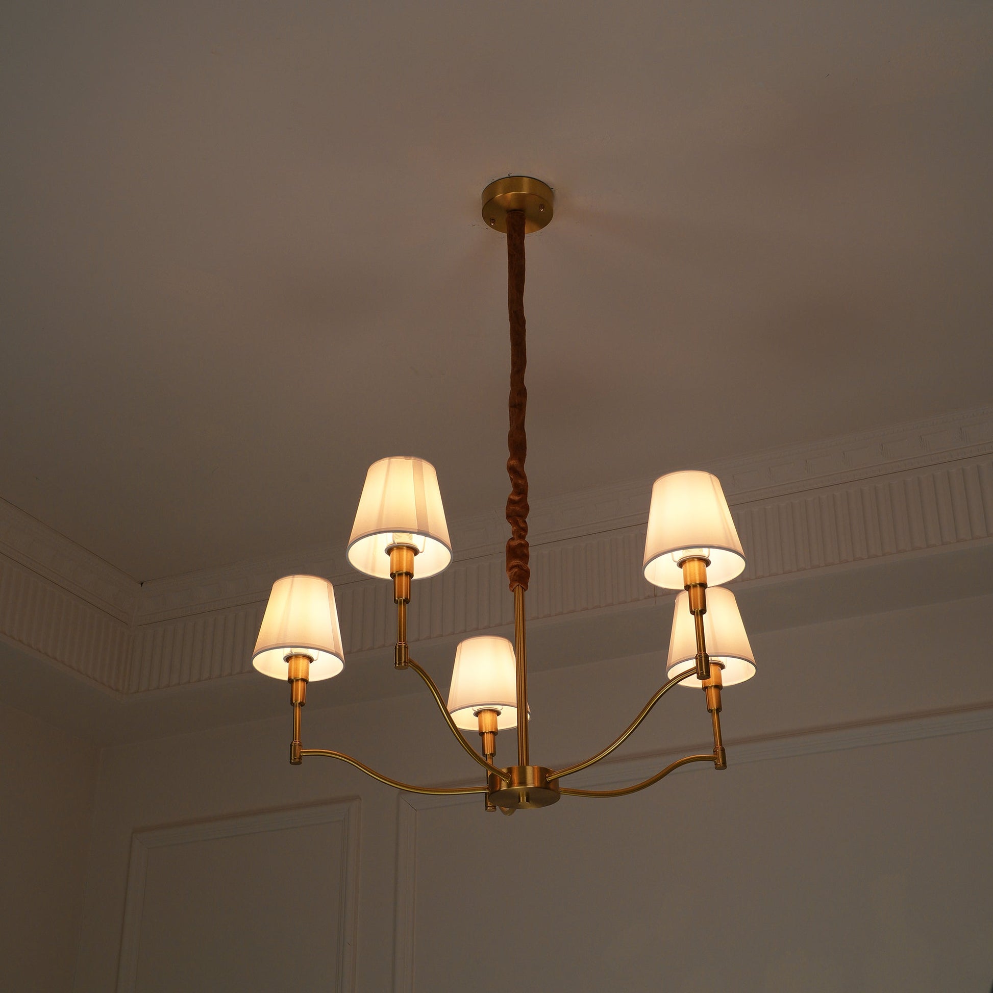Unfold Vintage Traditional Brass Fabric Metal Chandelier - Lamp Copper