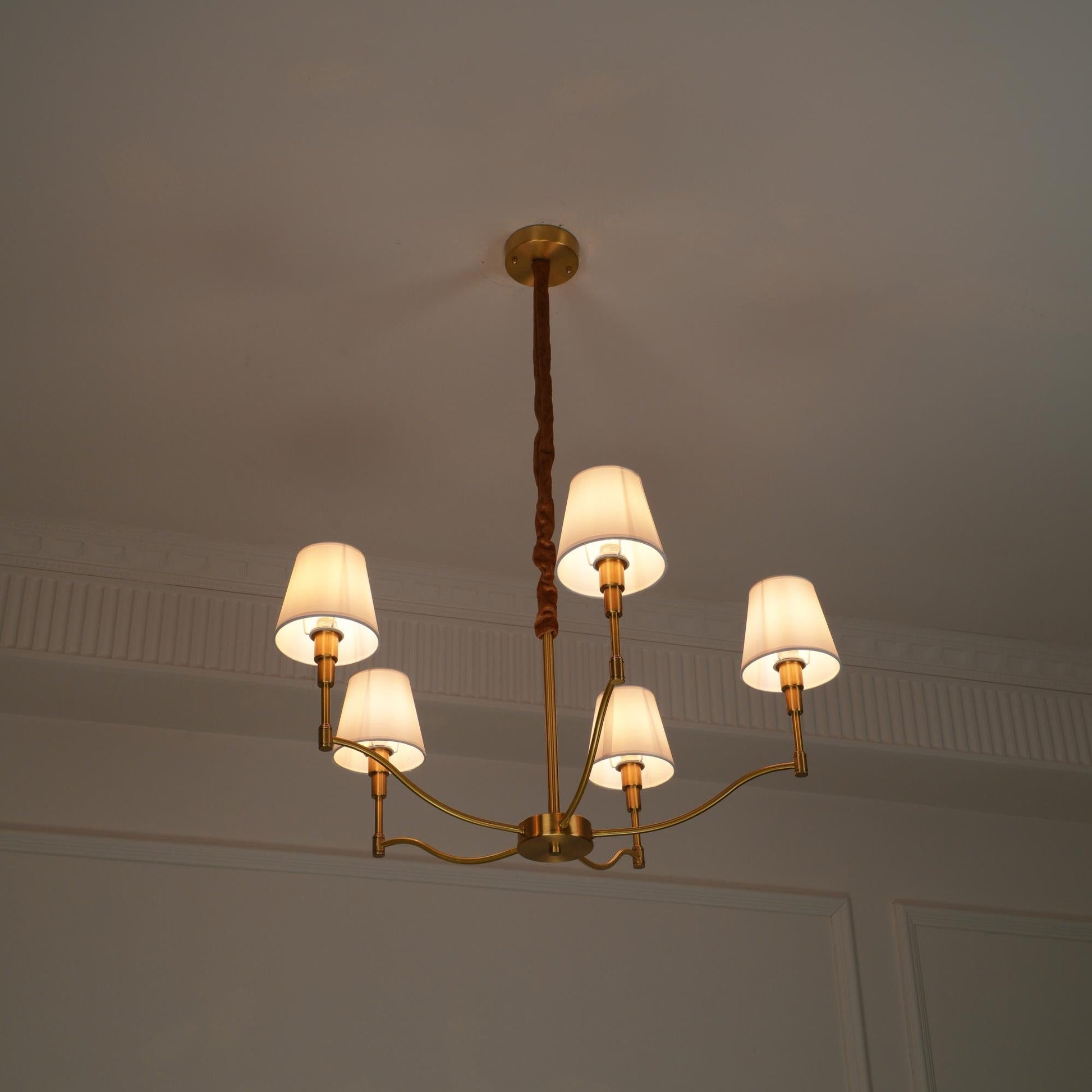 Unfold Vintage Traditional Brass Fabric Metal Chandelier - Lamp Copper