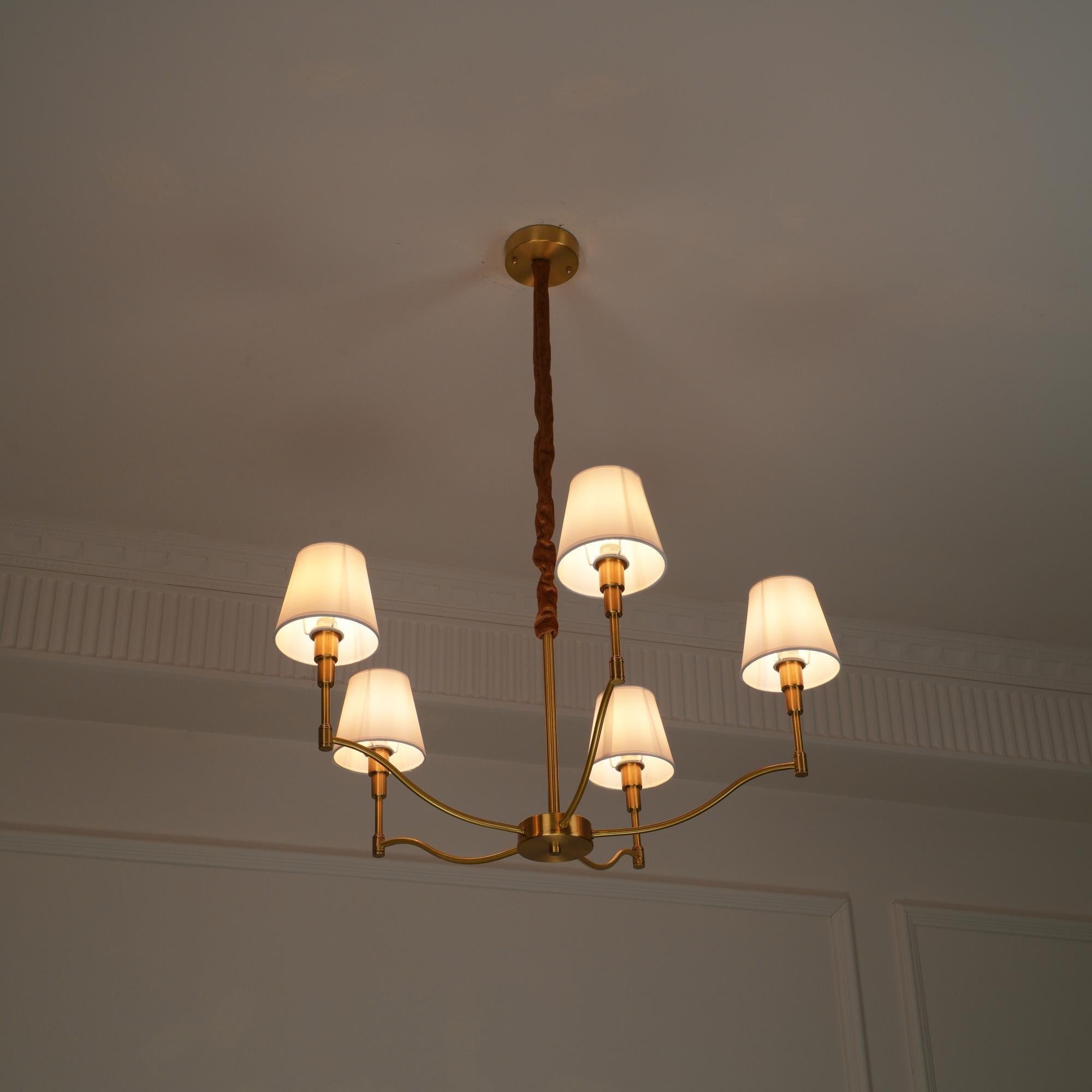 Unfold Vintage Traditional Brass Fabric Metal Chandelier - Lamp Copper