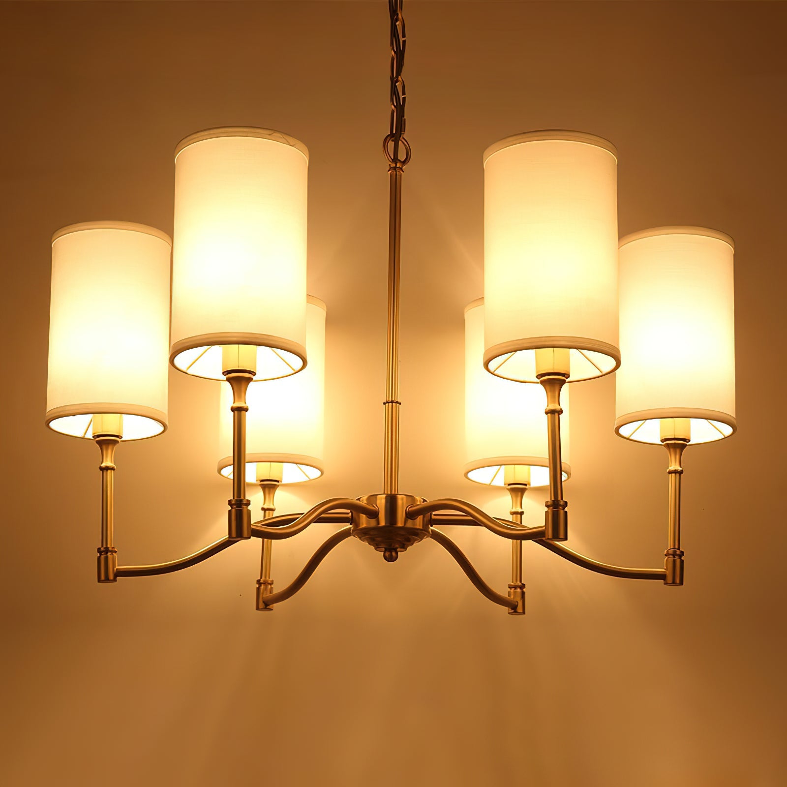 Unfold Vintage Traditional Brass Fabric Metal Chandelier - Lamp Copper