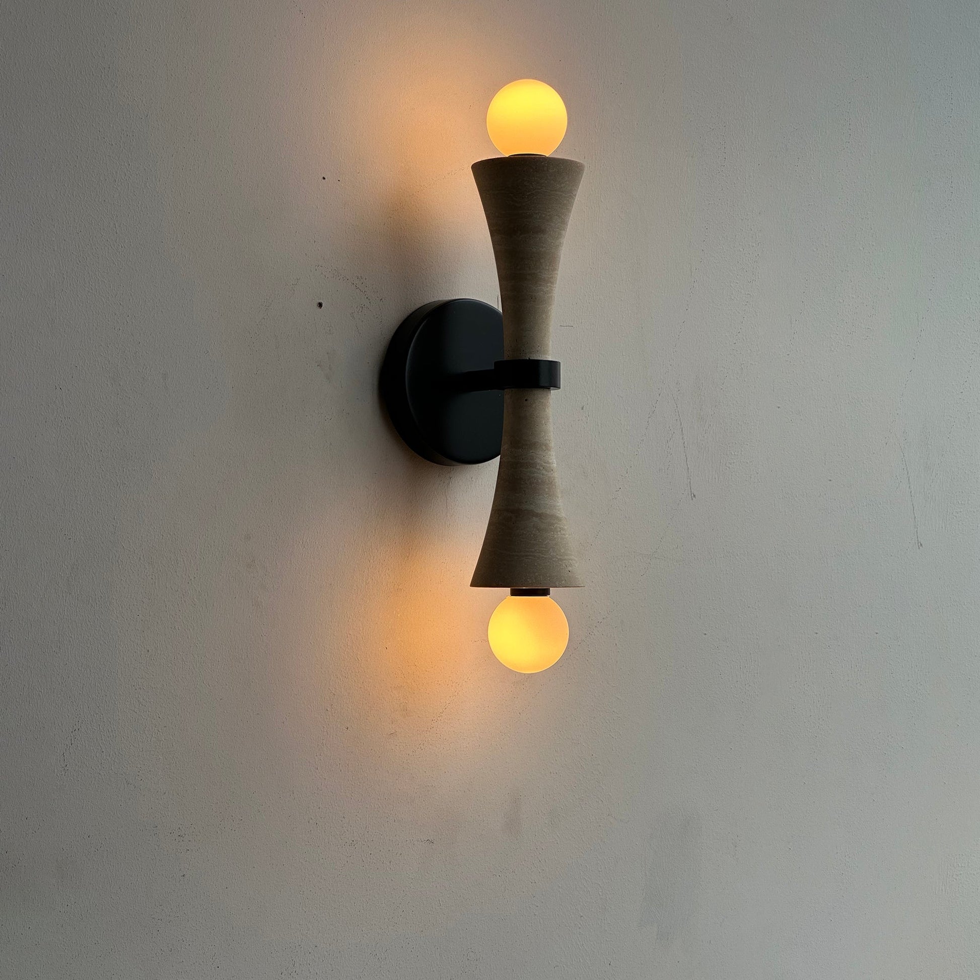 Aura Modern Minimalist Travertine Glass Wall Lamp - Lamp Copper