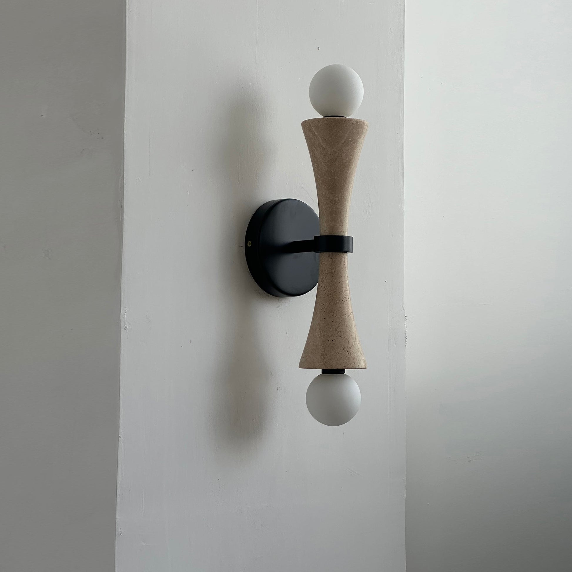 Aura Modern Minimalist Travertine Glass Wall Lamp - Lamp Copper