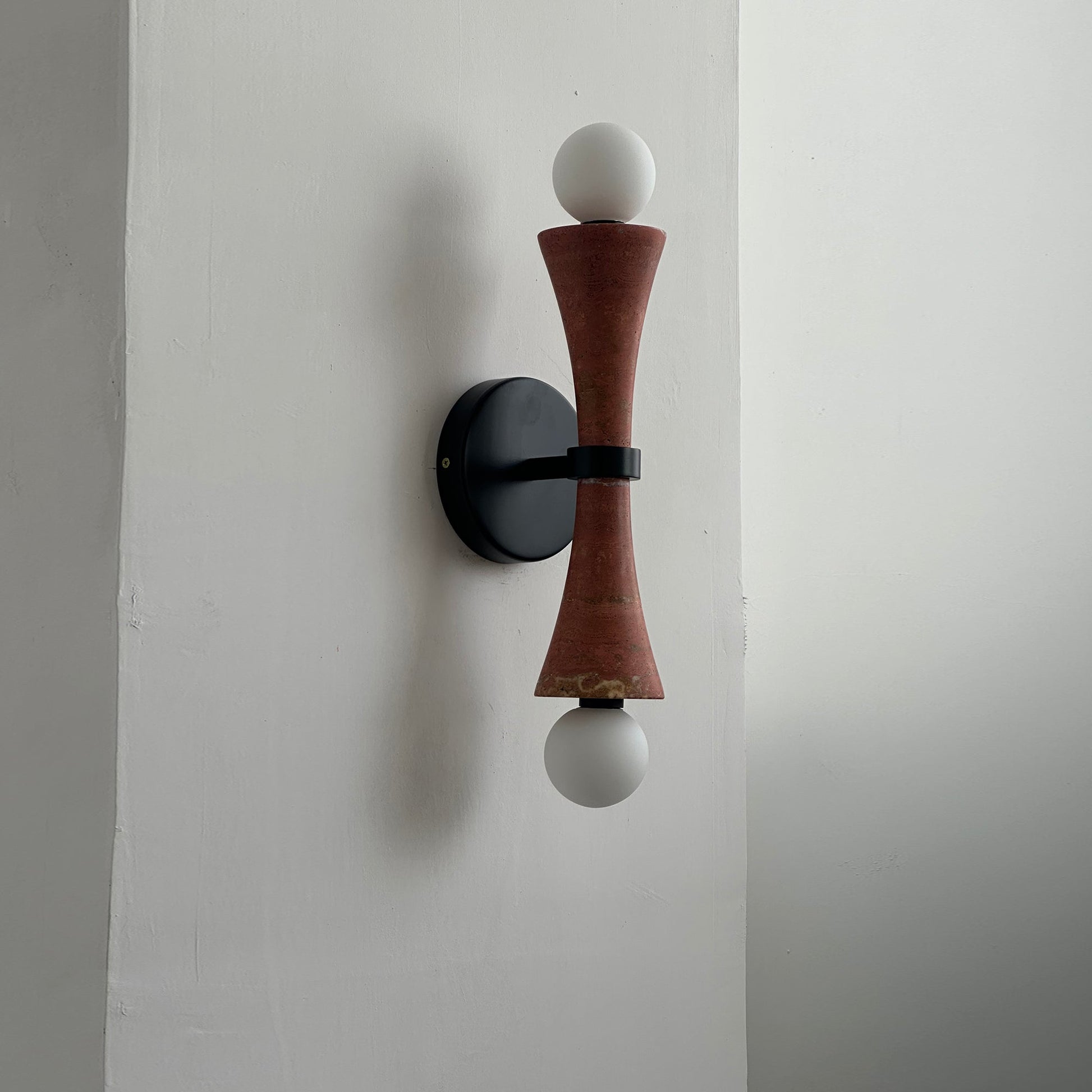 Aura Modern Minimalist Travertine Glass Wall Lamp - Lamp Copper