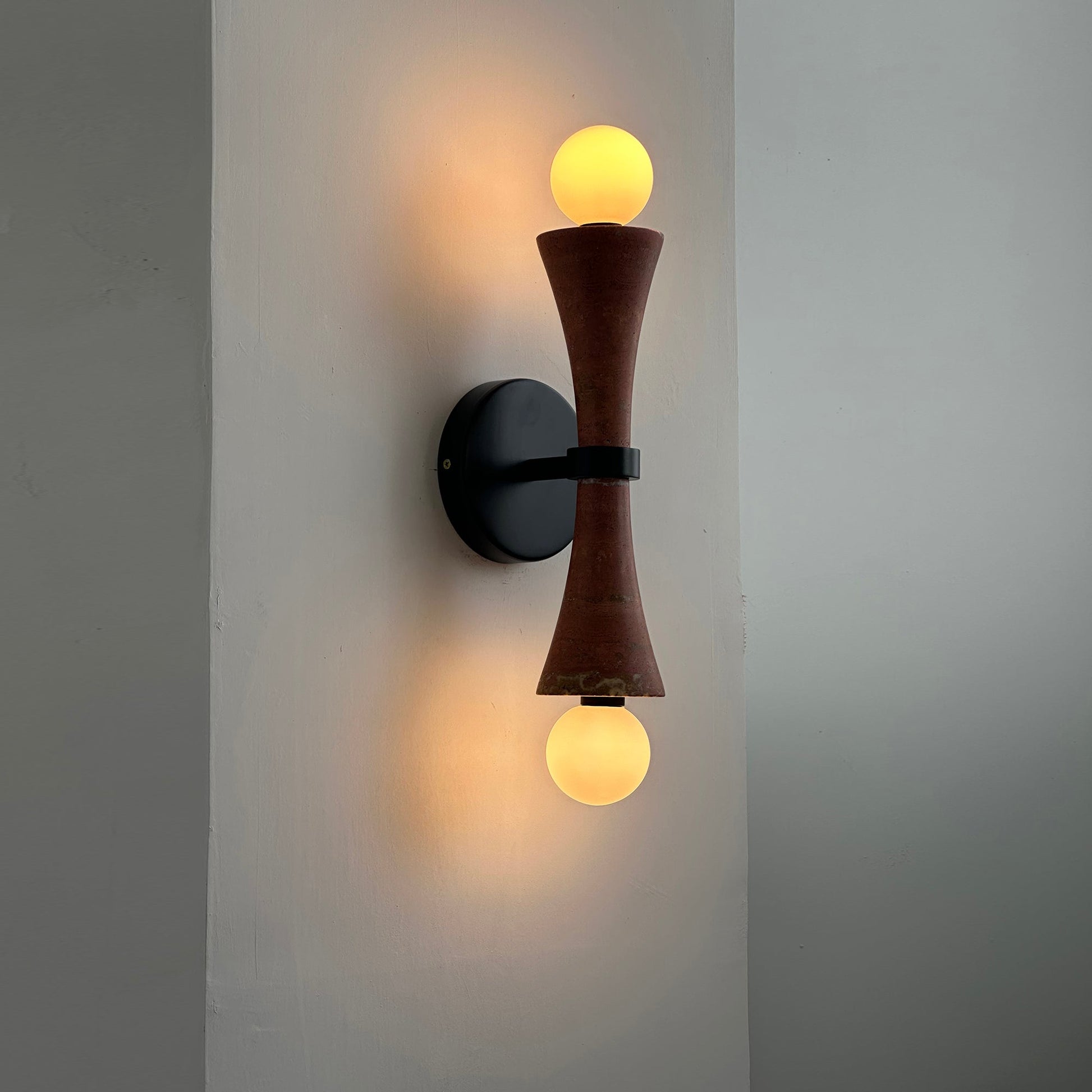 Aura Modern Minimalist Travertine Glass Wall Lamp - Lamp Copper