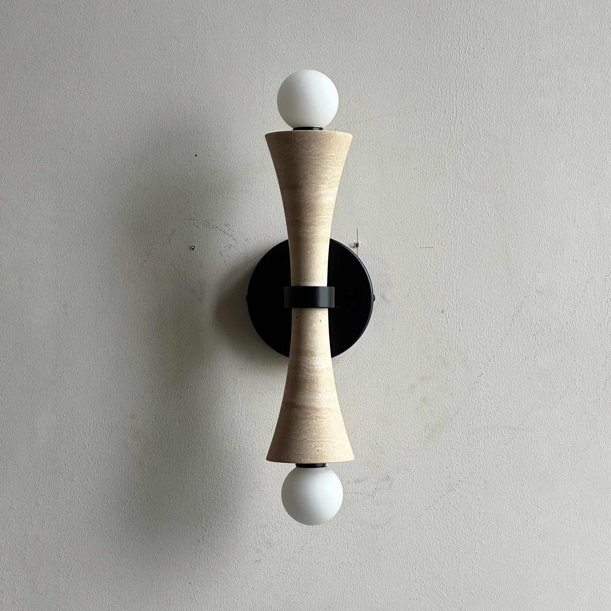 Aura Modern Minimalist Travertine Glass Wall Lamp - Lamp Copper