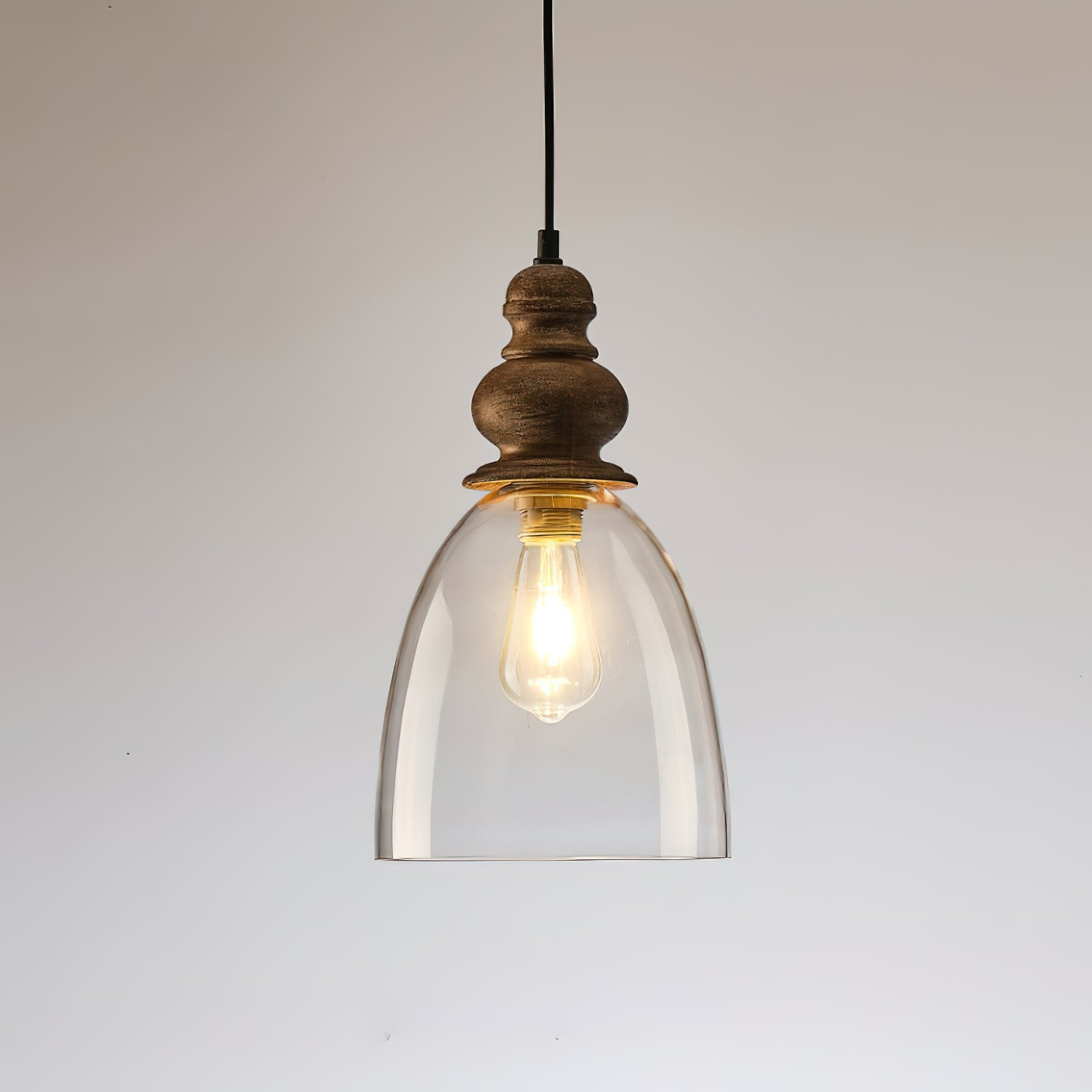 Inert Modern Minimalist Wooden Glass Pendant Lamp - Lamp Copper