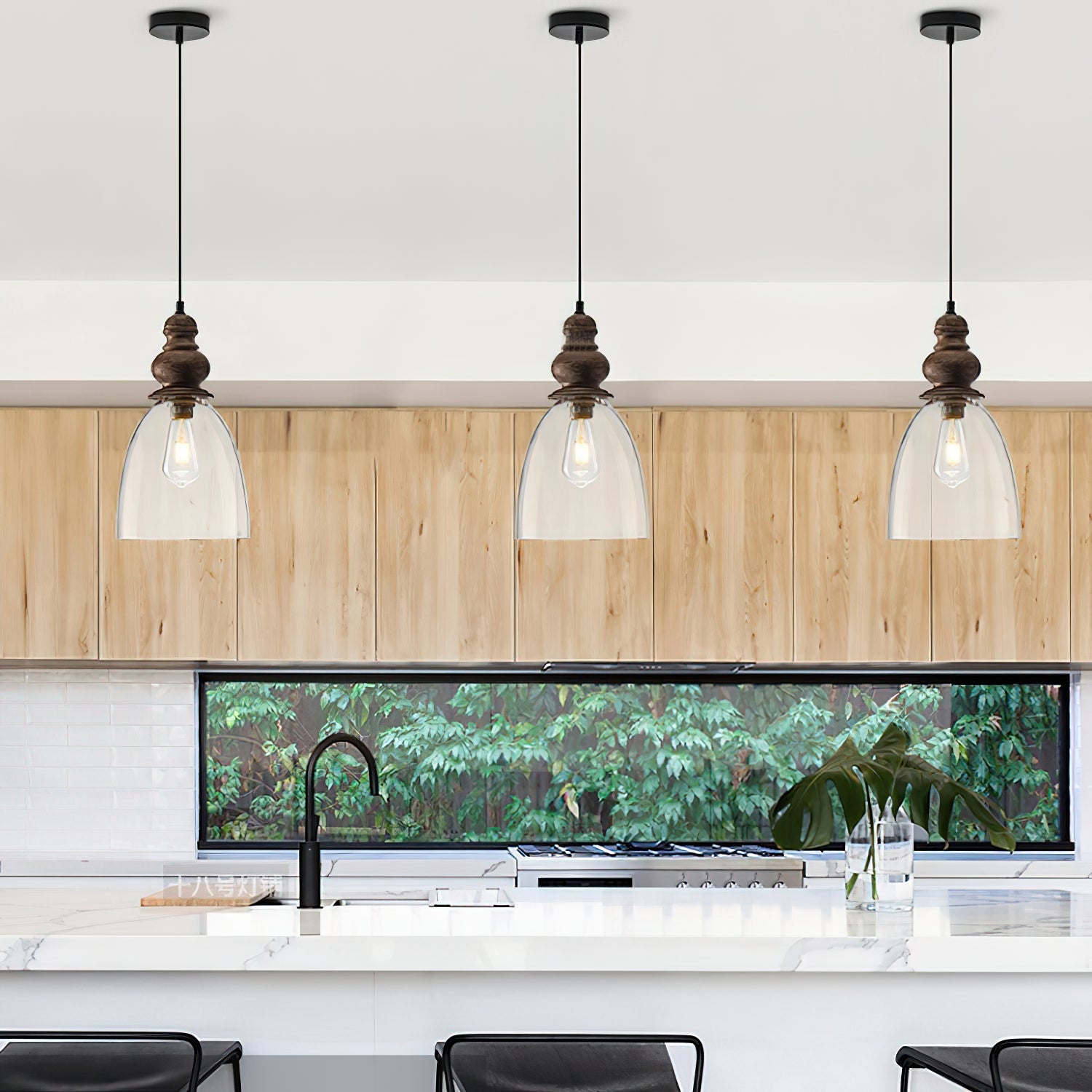 Inert Modern Minimalist Wooden Glass Pendant Lamp - Lamp Copper