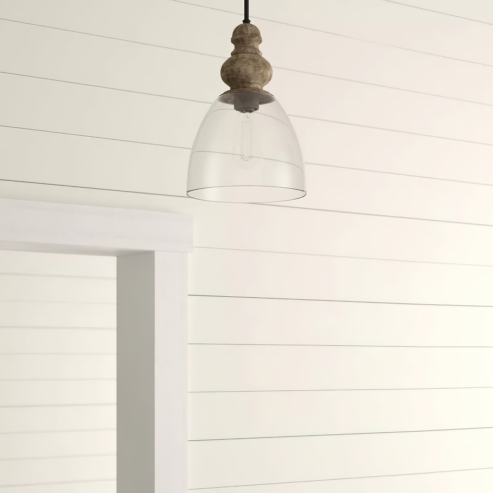 Inert Modern Minimalist Wooden Glass Pendant Lamp - Lamp Copper