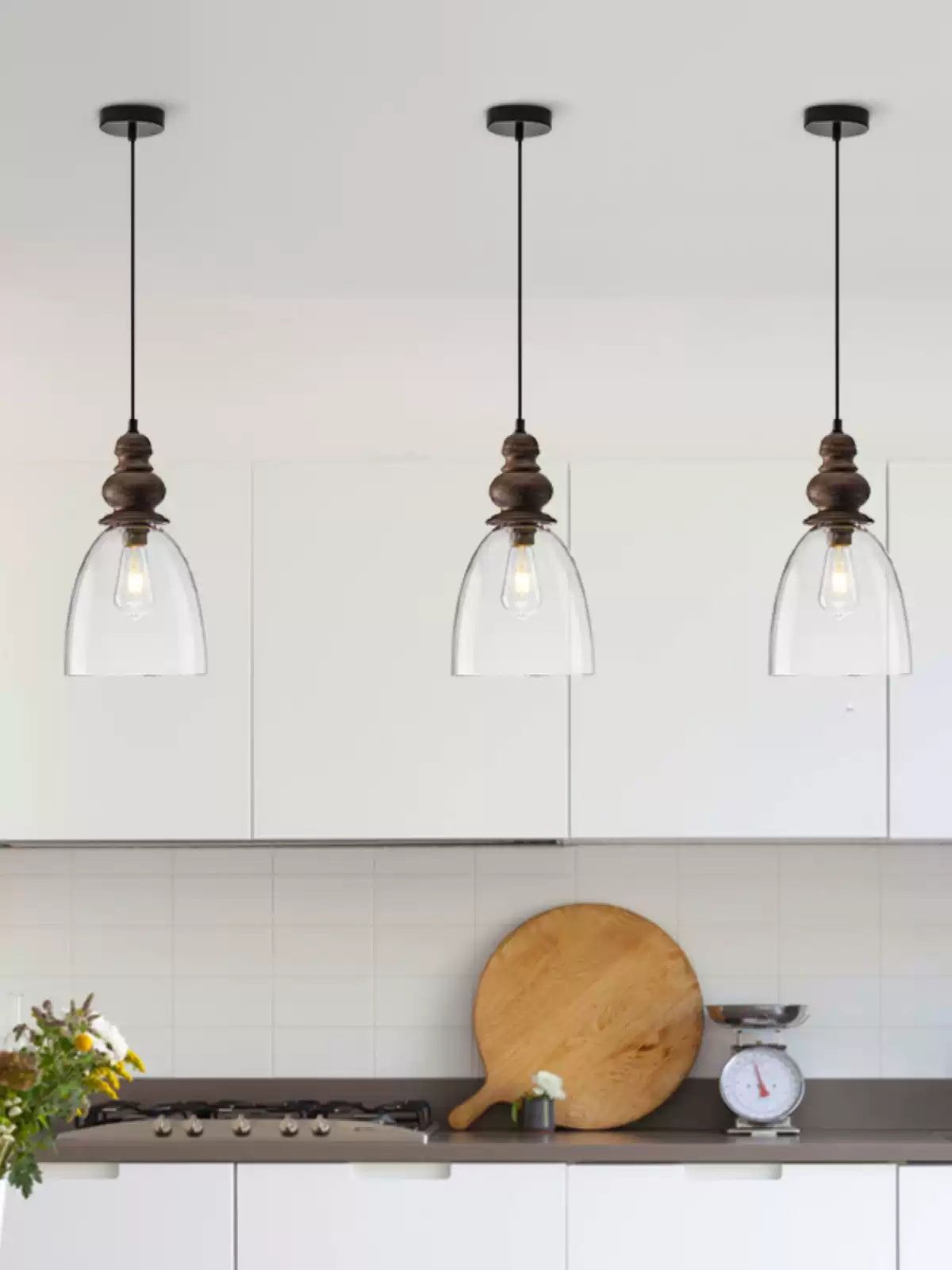 Inert Modern Minimalist Wooden Glass Pendant Lamp - Lamp Copper