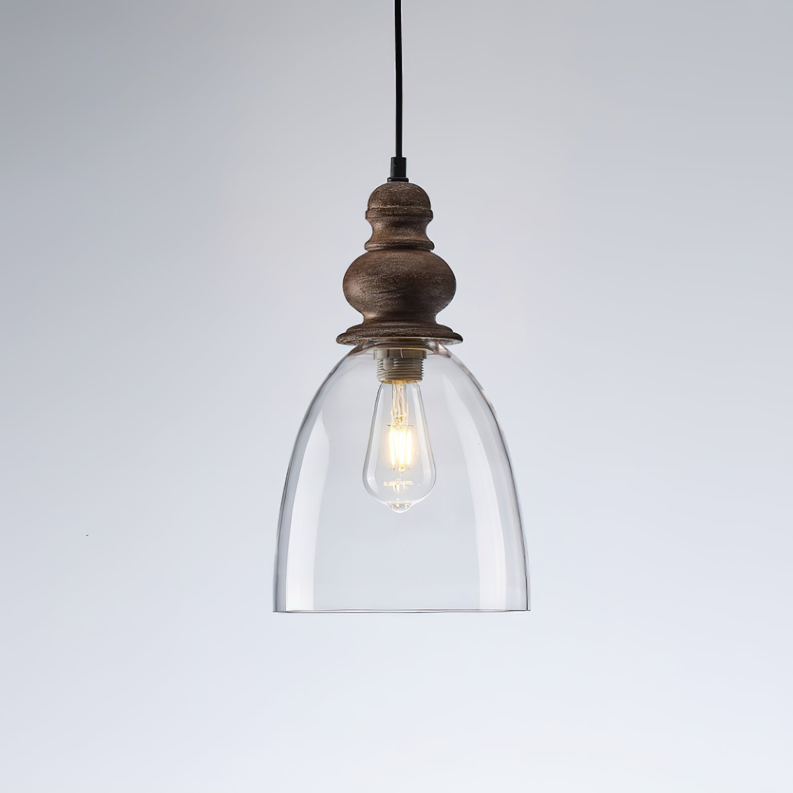 Inert Modern Minimalist Wooden Glass Pendant Lamp - Lamp Copper