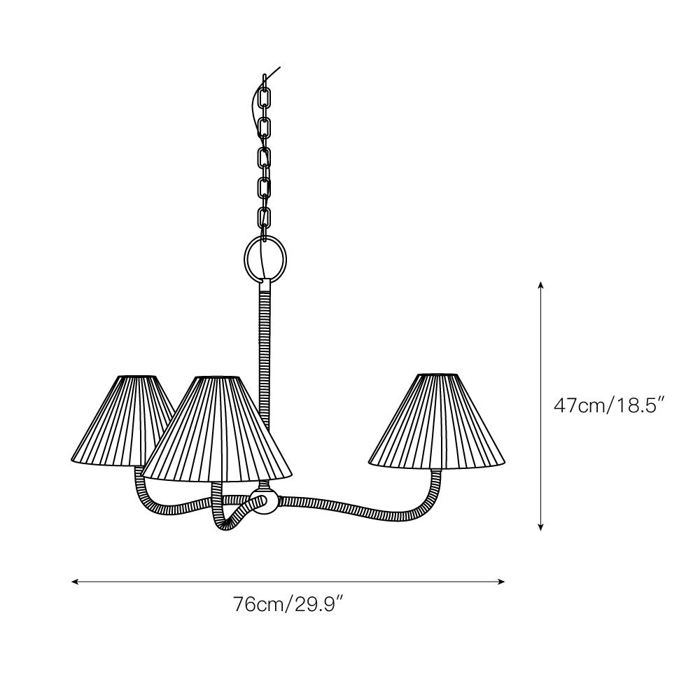 Delphine Elegance Natural Woven Metal Rattan Chandelier - Lamp Copper