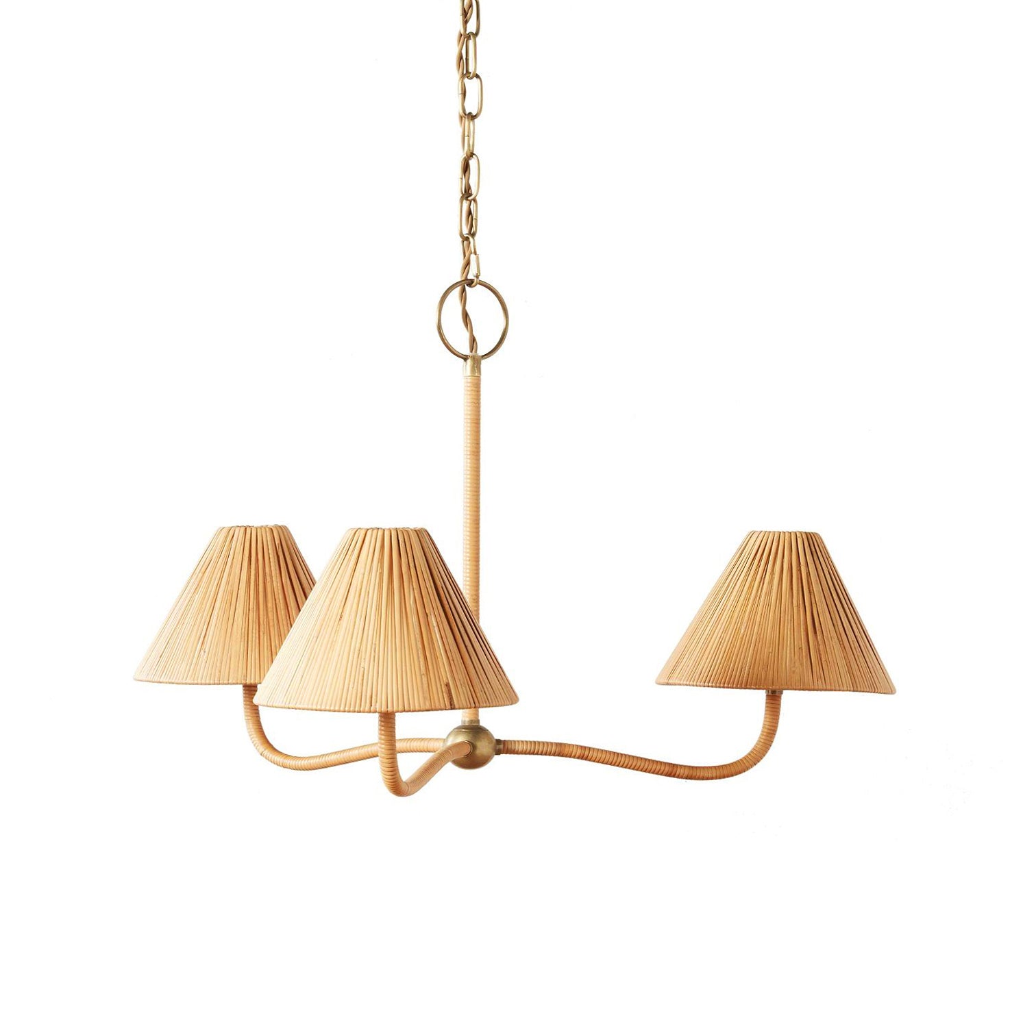 Delphine Elegance Natural Woven Metal Rattan Chandelier - Lamp Copper