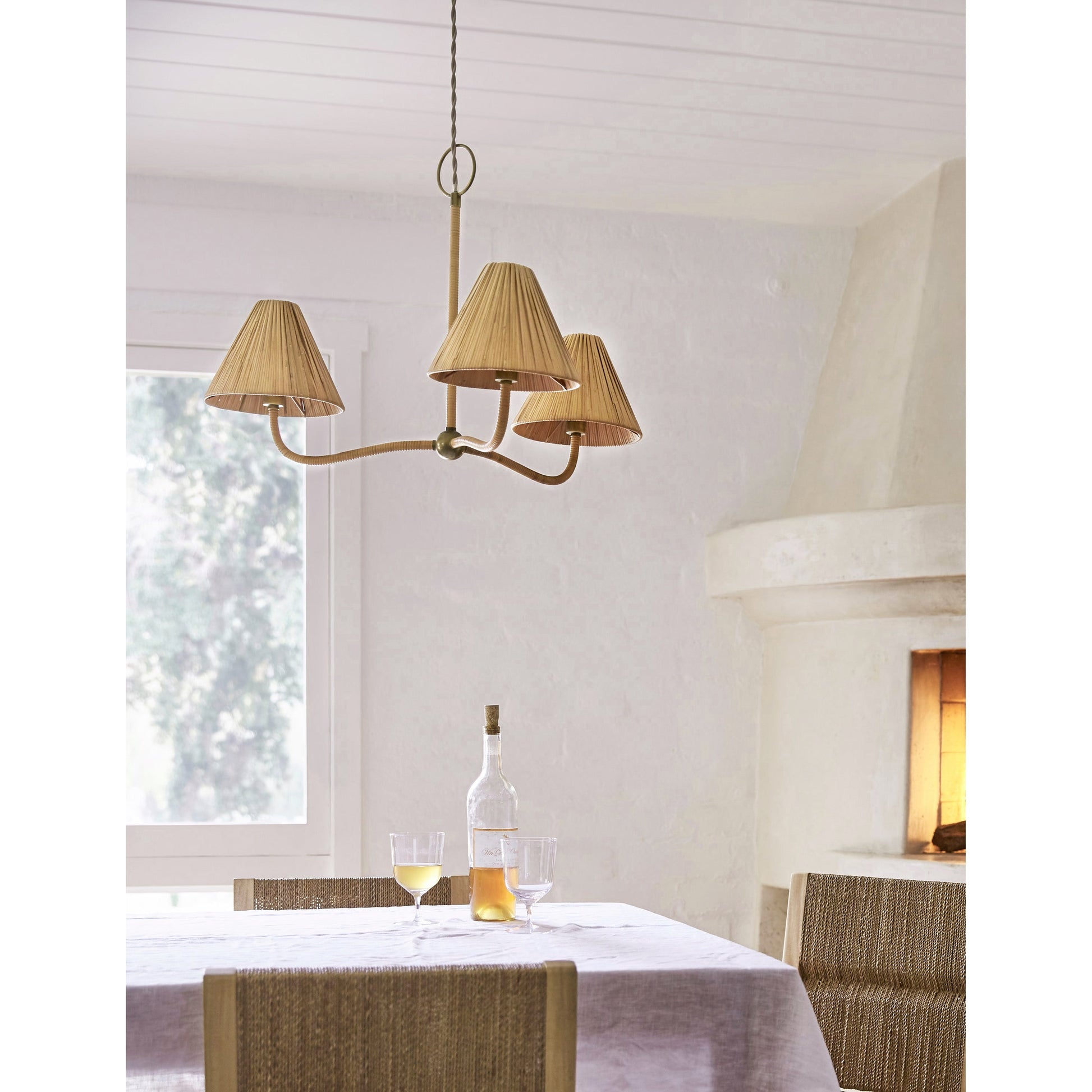Delphine Elegance Natural Woven Metal Rattan Chandelier - Lamp Copper