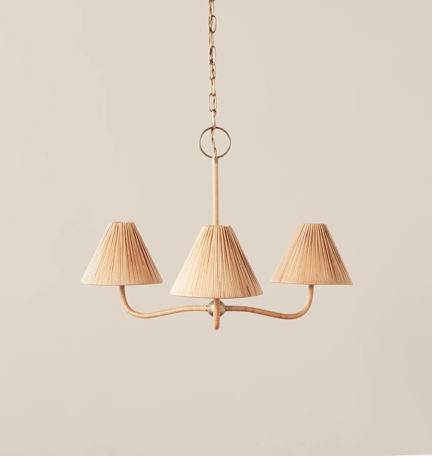 Delphine Elegance Natural Woven Metal Rattan Chandelier - Lamp Copper