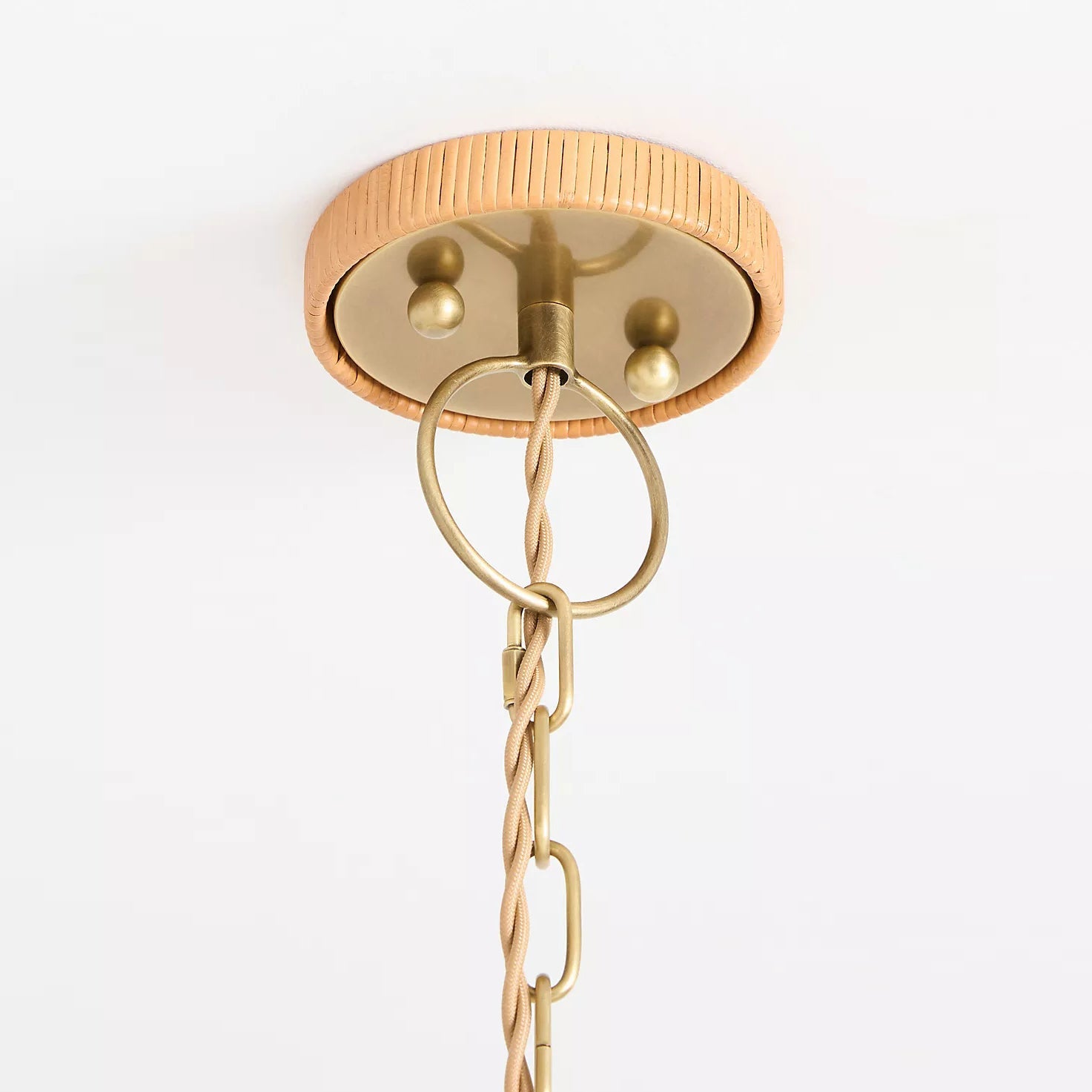 Delphine Elegance Natural Woven Metal Rattan Chandelier - Lamp Copper