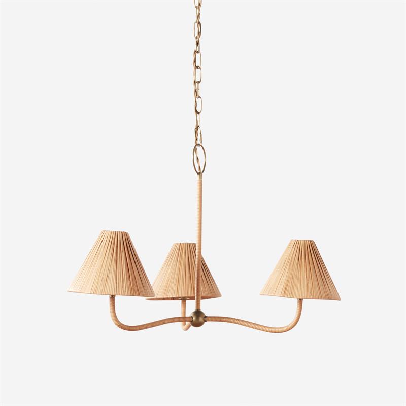 Delphine Elegance Natural Woven Metal Rattan Chandelier - Lamp Copper