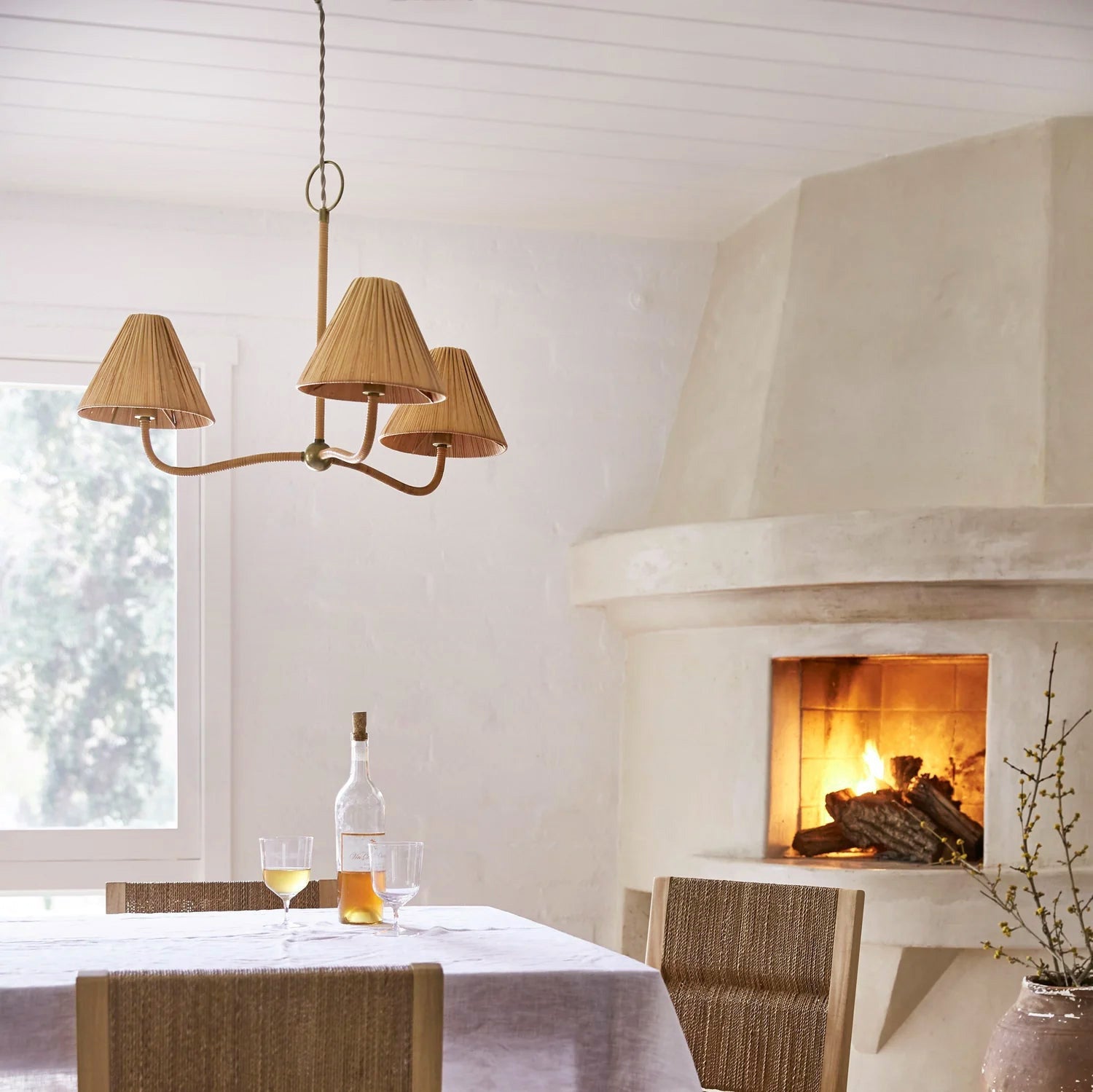 Delphine Elegance Natural Woven Metal Rattan Chandelier - Lamp Copper