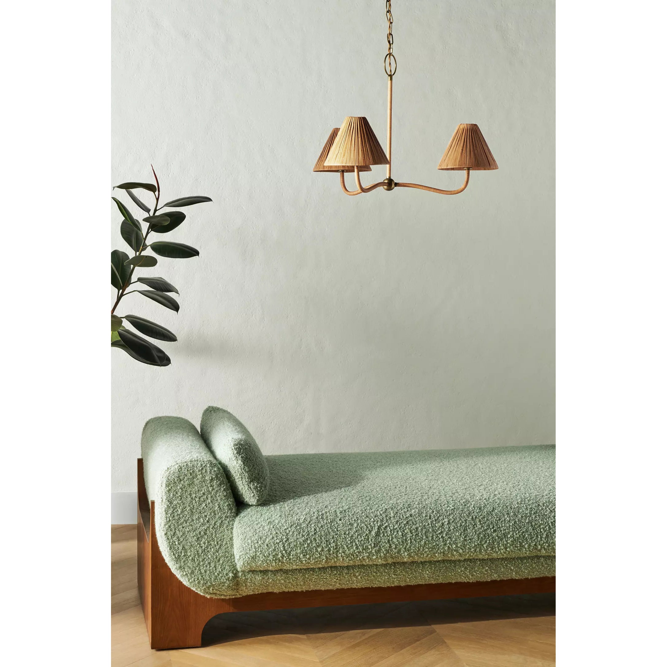 Delphine Elegance Natural Woven Metal Rattan Chandelier - Lamp Copper