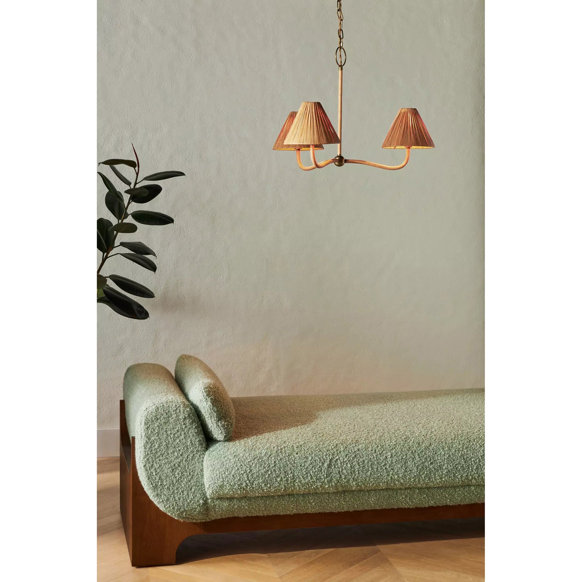 Delphine Elegance Natural Woven Metal Rattan Chandelier - Lamp Copper